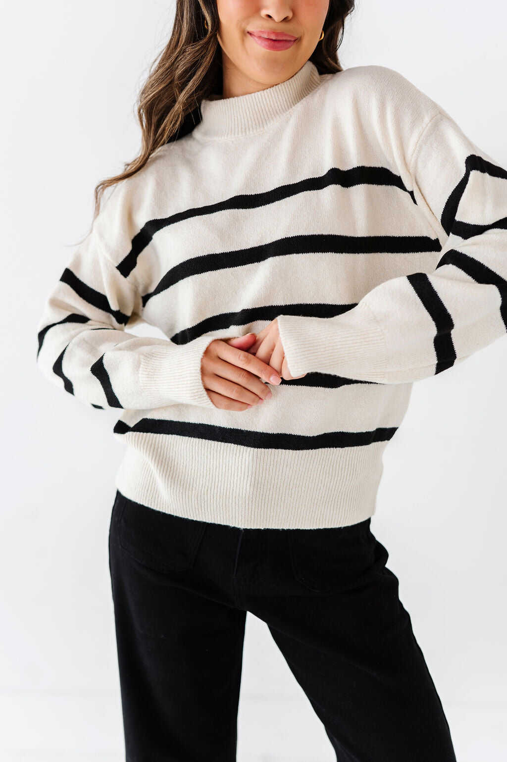 Ashton Striped Sweater in Cream