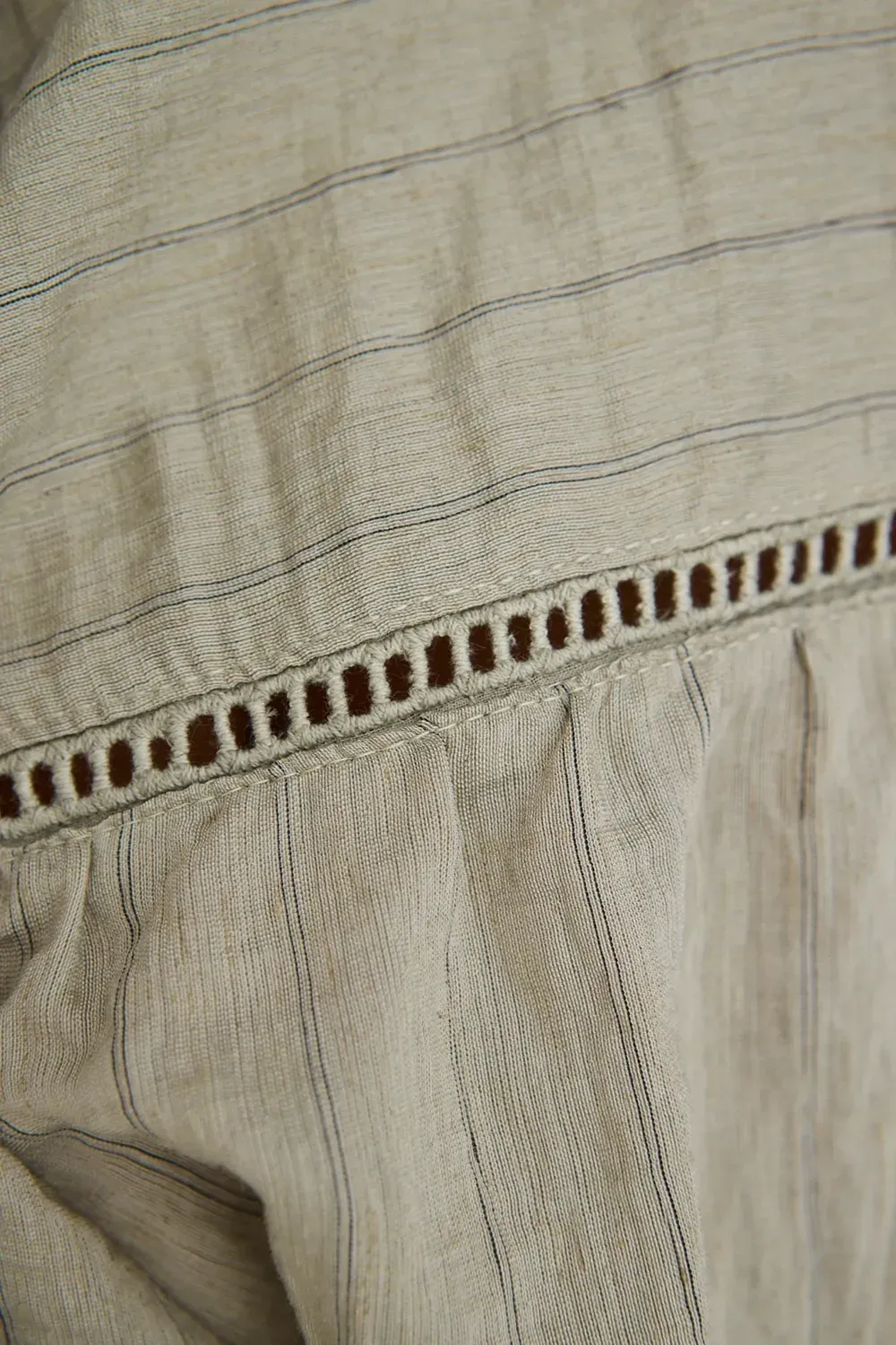 Bloom Khaki Stripe Lace Insert Blouse
