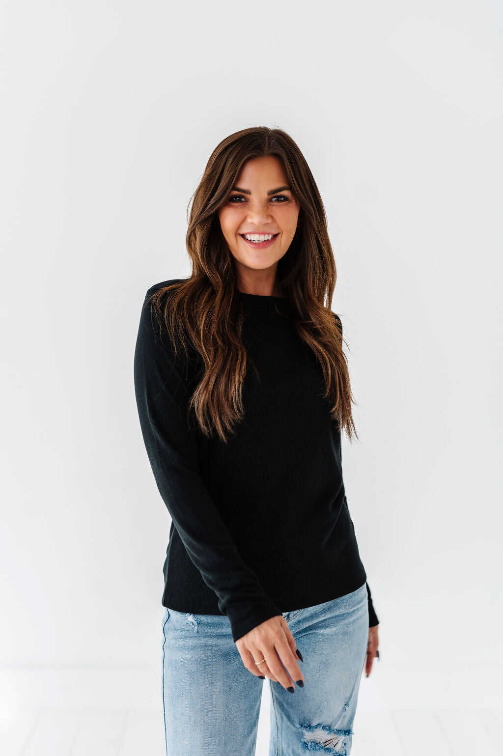 Kori Basic Ribbed Top in Black
