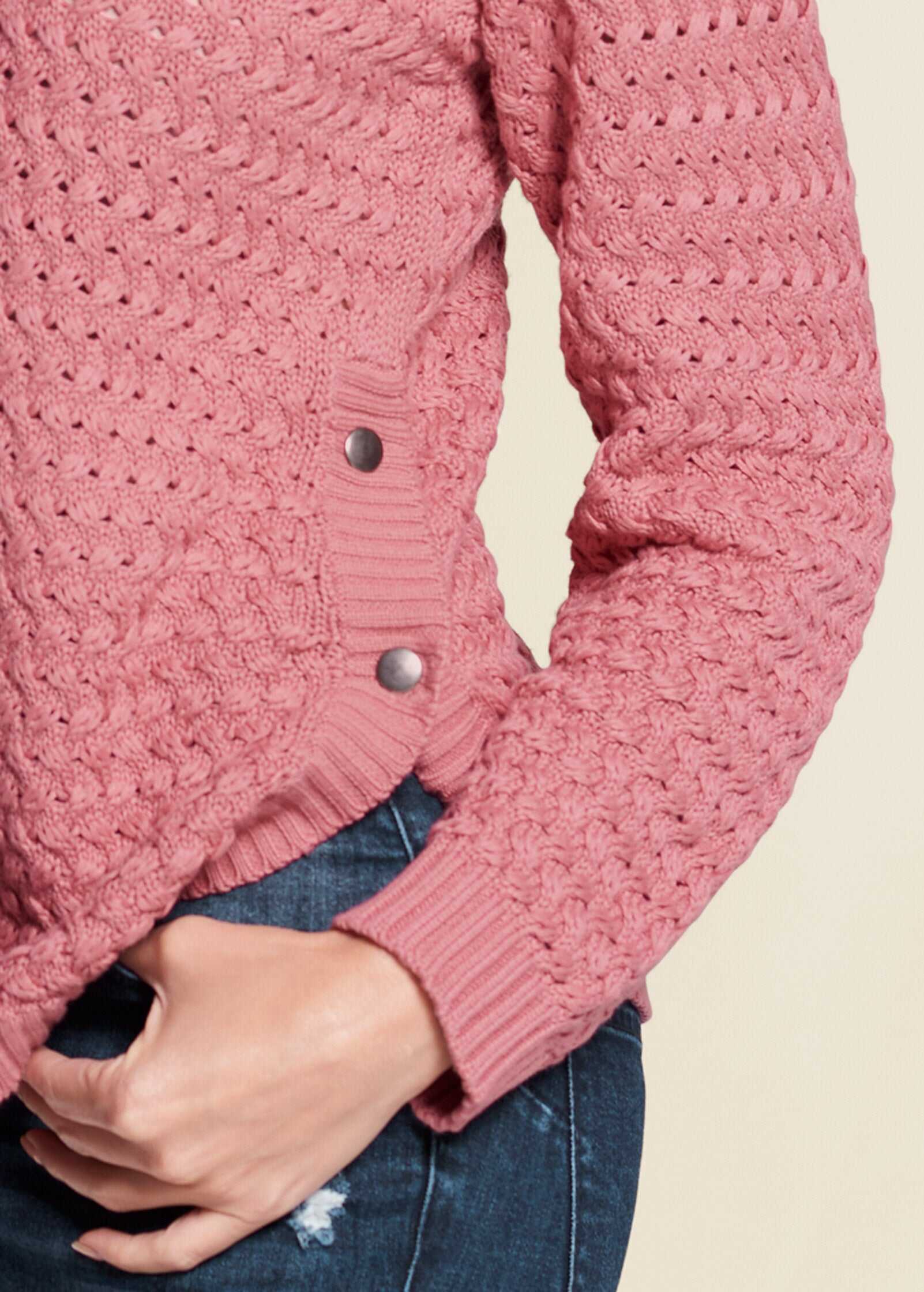 Button Detail Sweater - Pink
