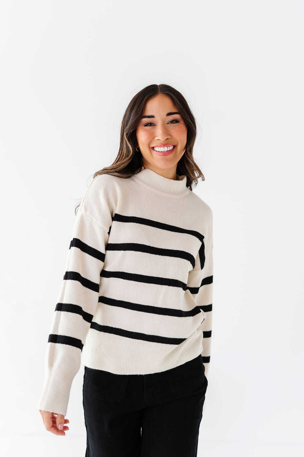 Ashton Striped Sweater in Cream