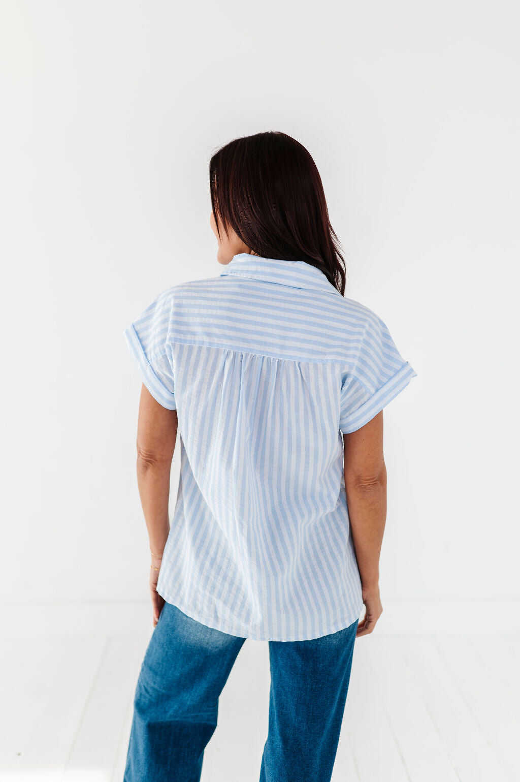 Libby Striped Button Up in Chambray