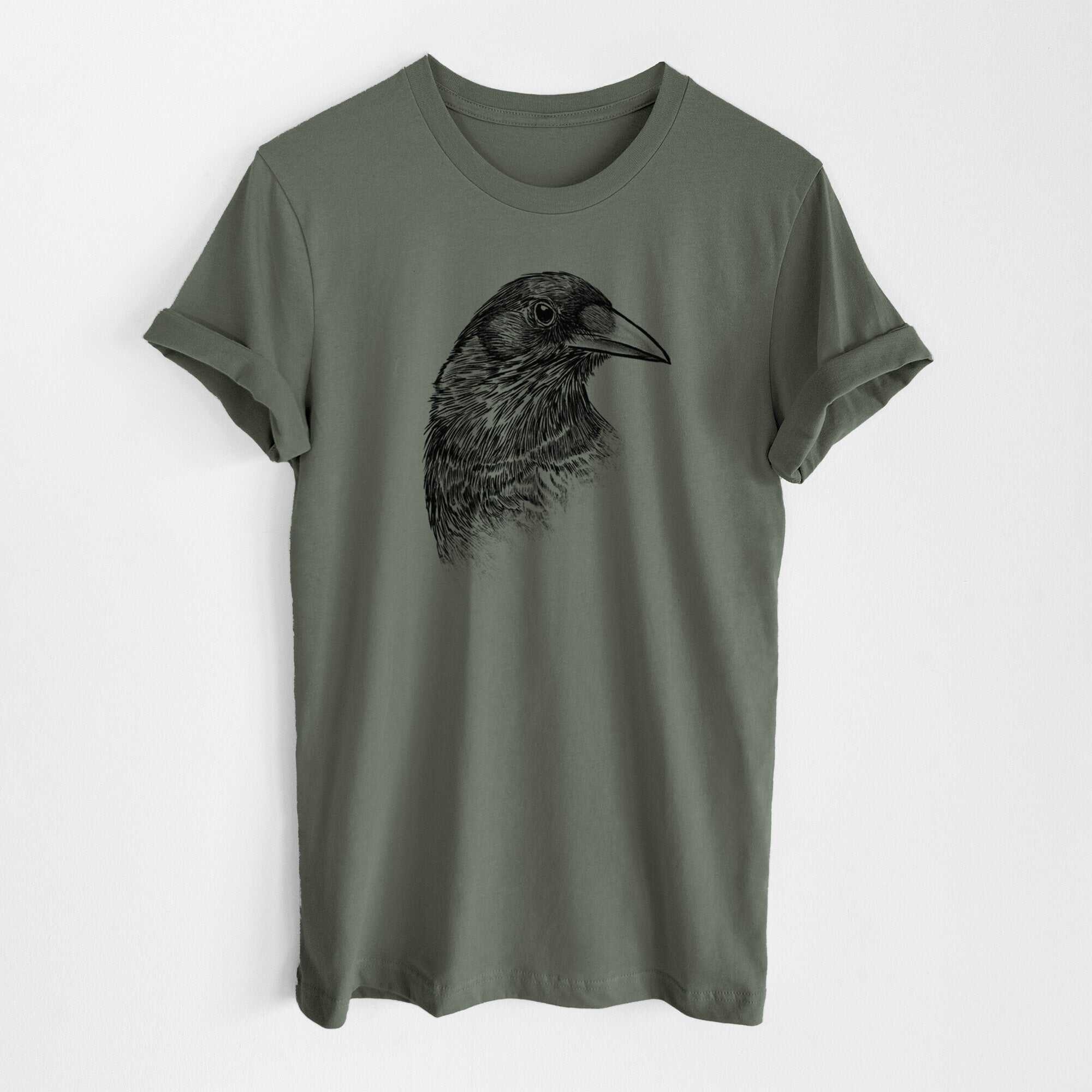 American Crow Bust - Corvus brachyrhynchos - Lightweight 100% Cotton Unisex Crewneck