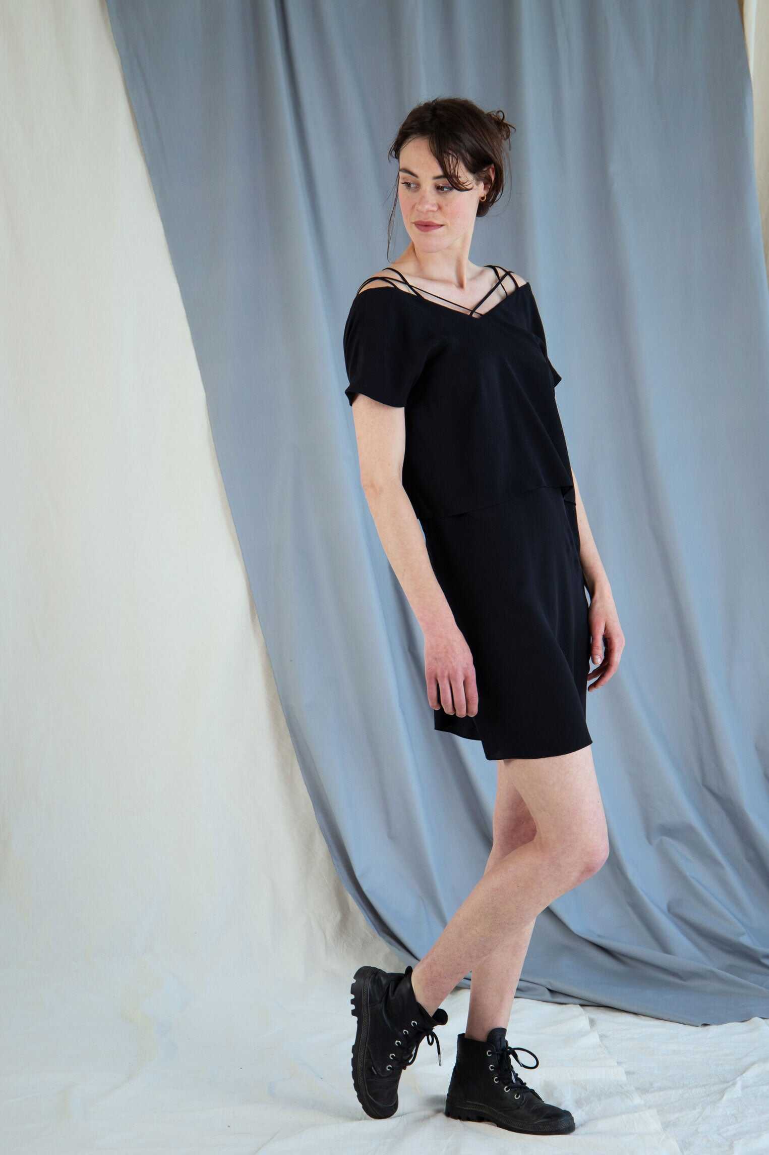 Silk shift mini dress - Black