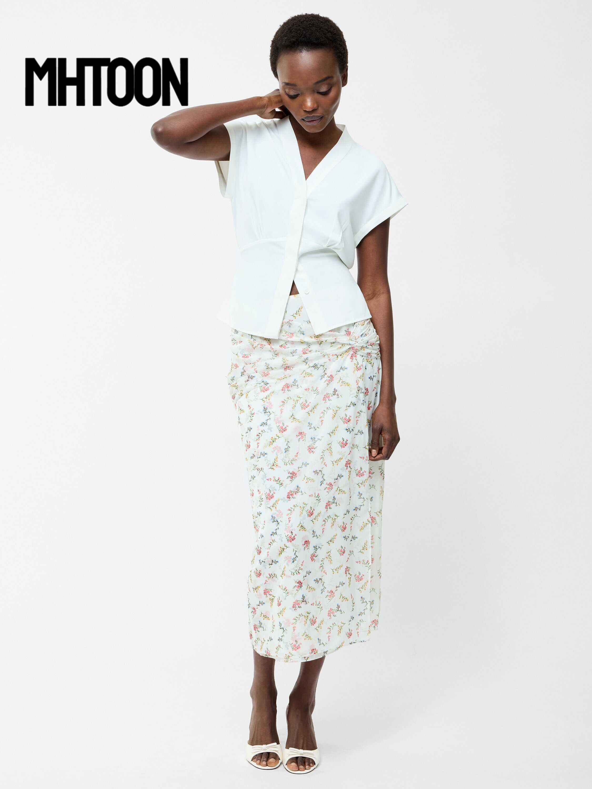 Floriana Crinkle Midi Skirt
