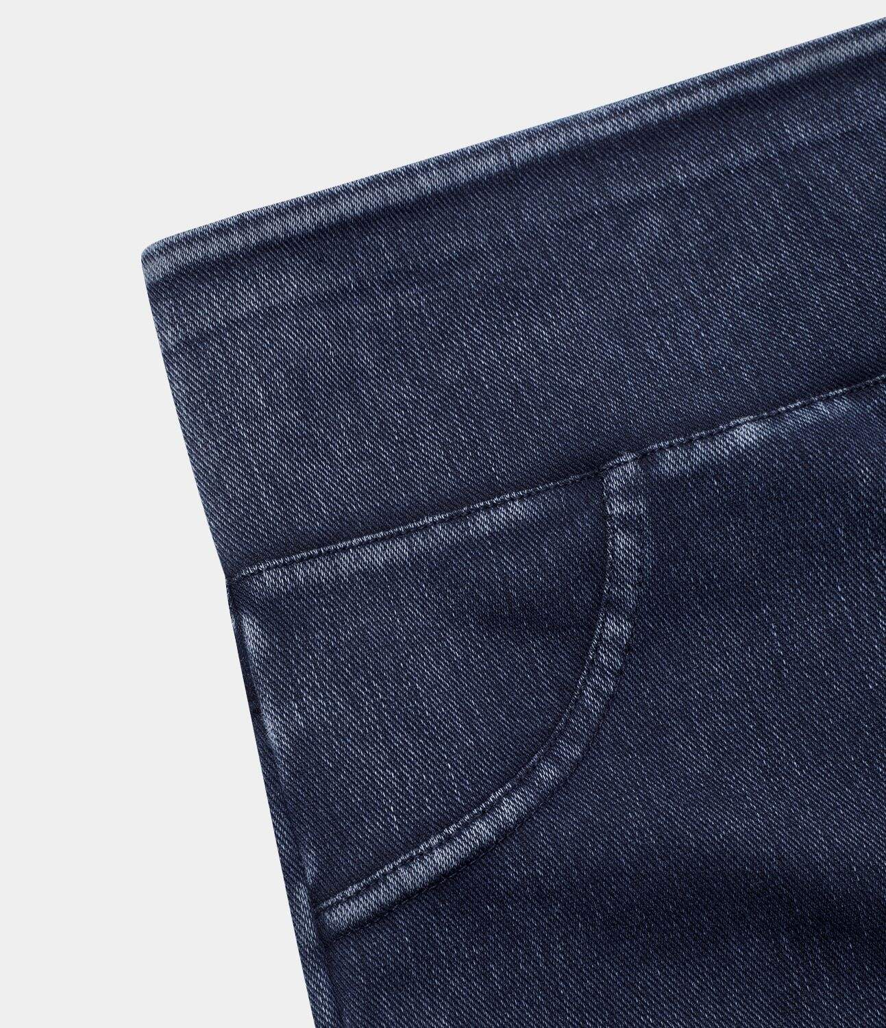 Ha High Waisted Back Side Pocket Stretchy Knit Denim Casual Leggings