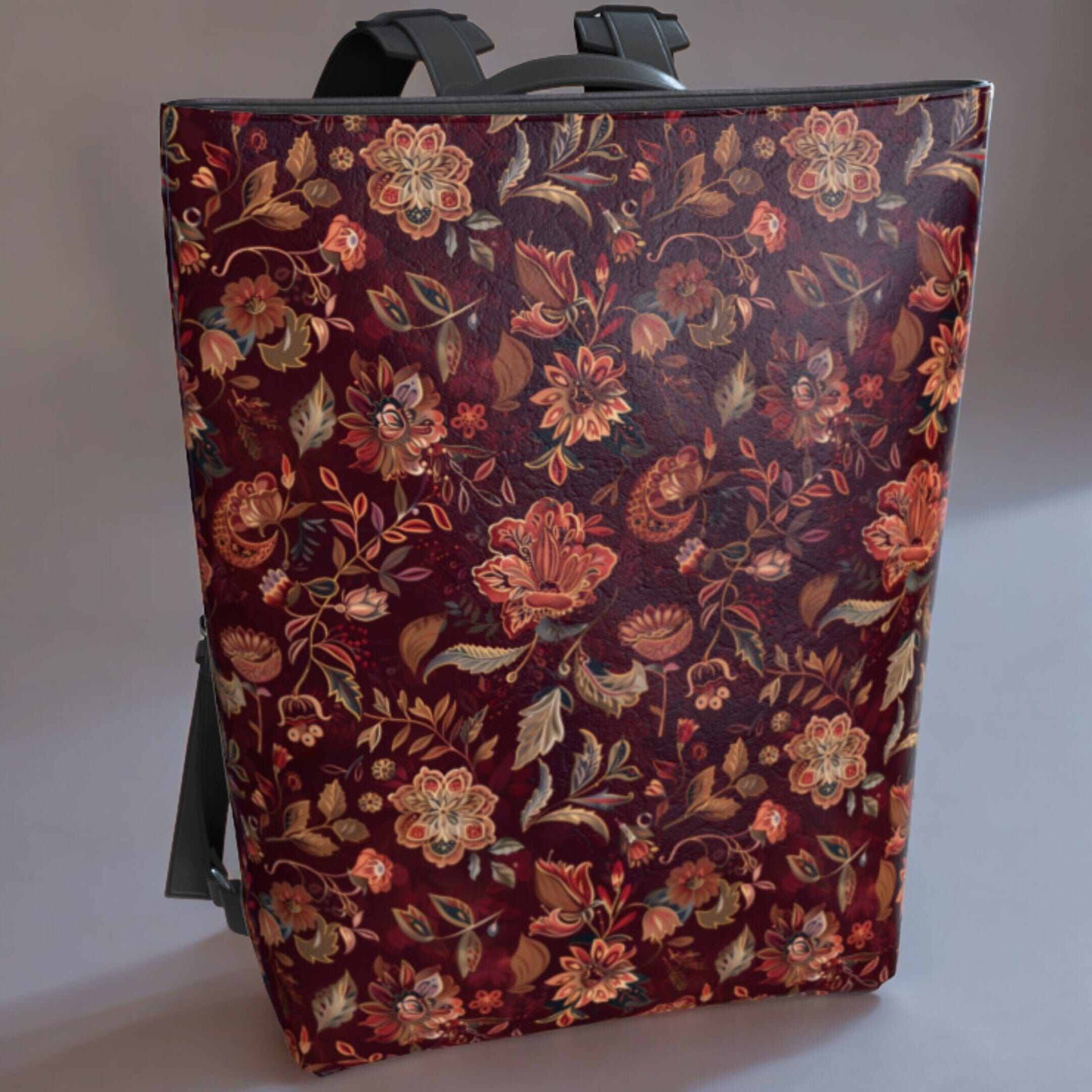 Vegan Leather Backpack - Vintage Floral