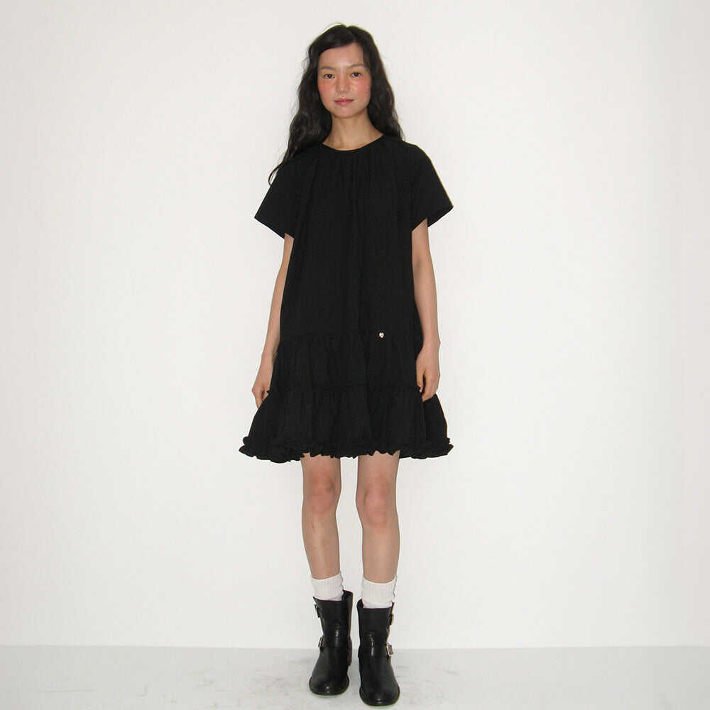 SHORT SLEEVE ONEPIECE DRESS BLACK