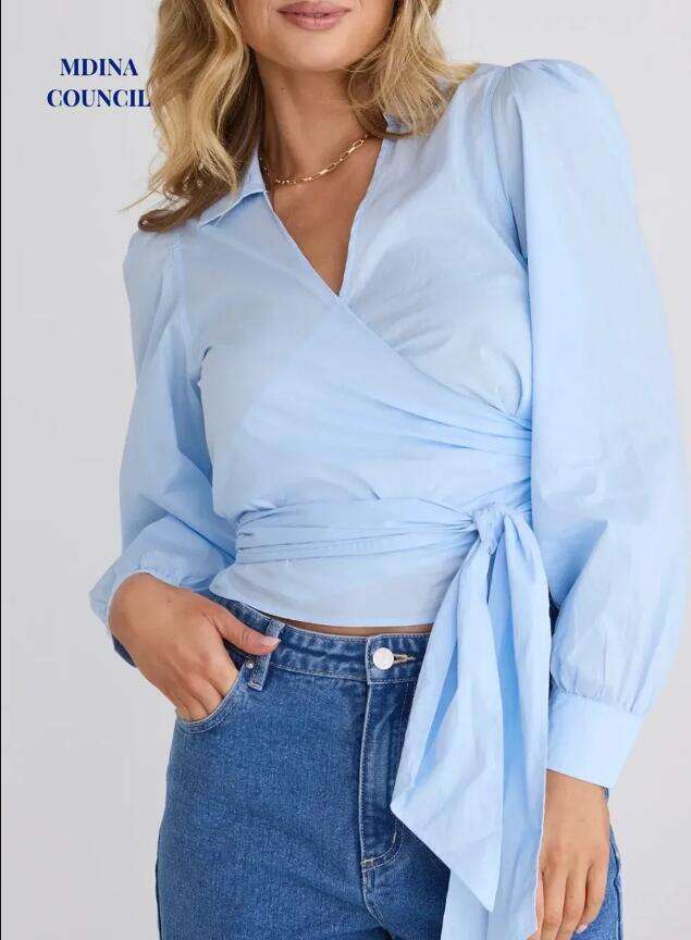 Flair Powder Blue Wrap Shirt