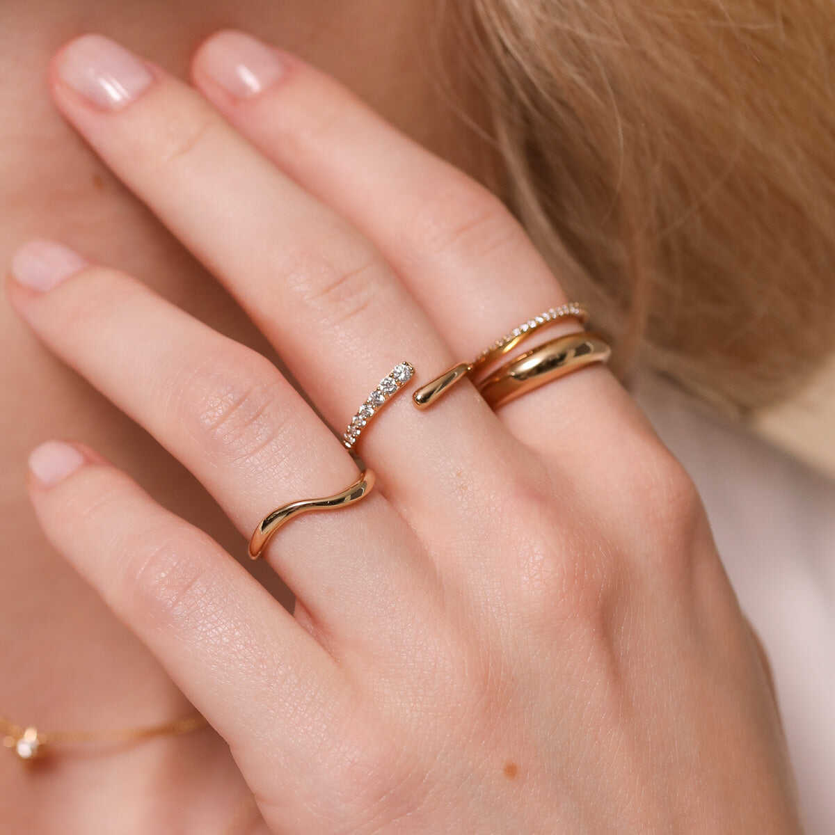 Orbit Crystal Open Ring in Gold