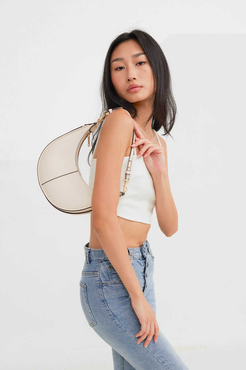 Selene Crescent Bag in Cream