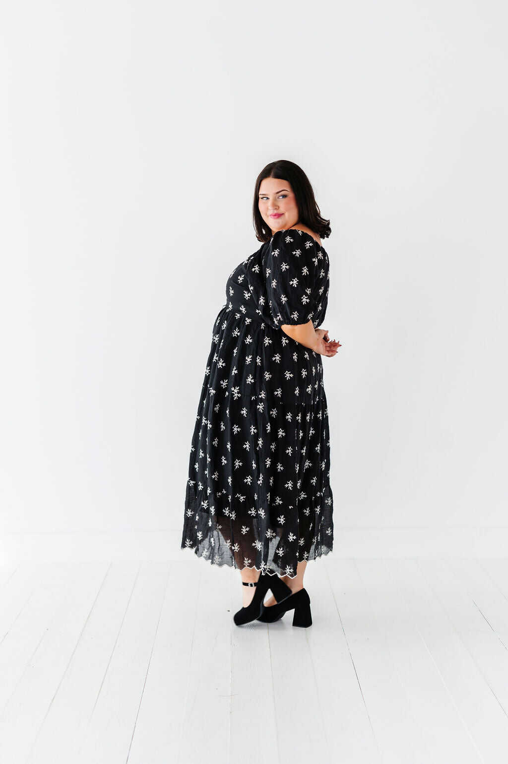 Pearl Midi Dress in Black - Size Small, Medium, & 3X Left