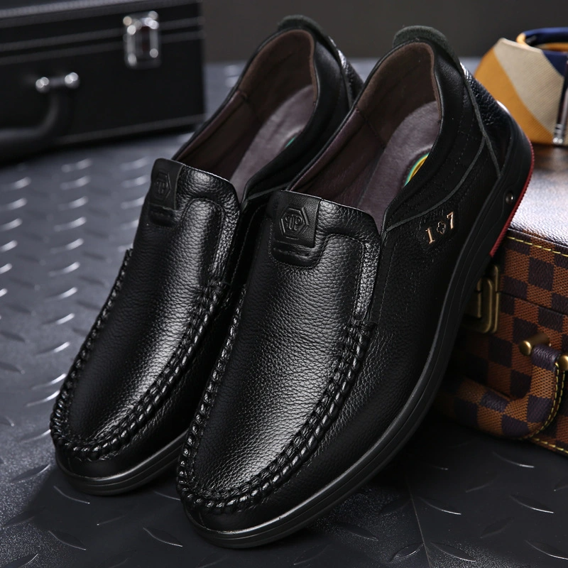 Men's Genuine Leather Soft Insole Casual Business Slip On Loafers