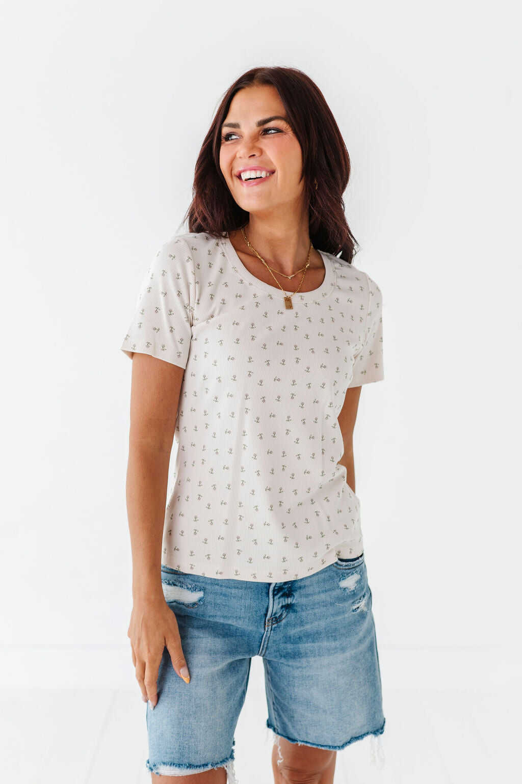 Prue Floral Ribbed Tee