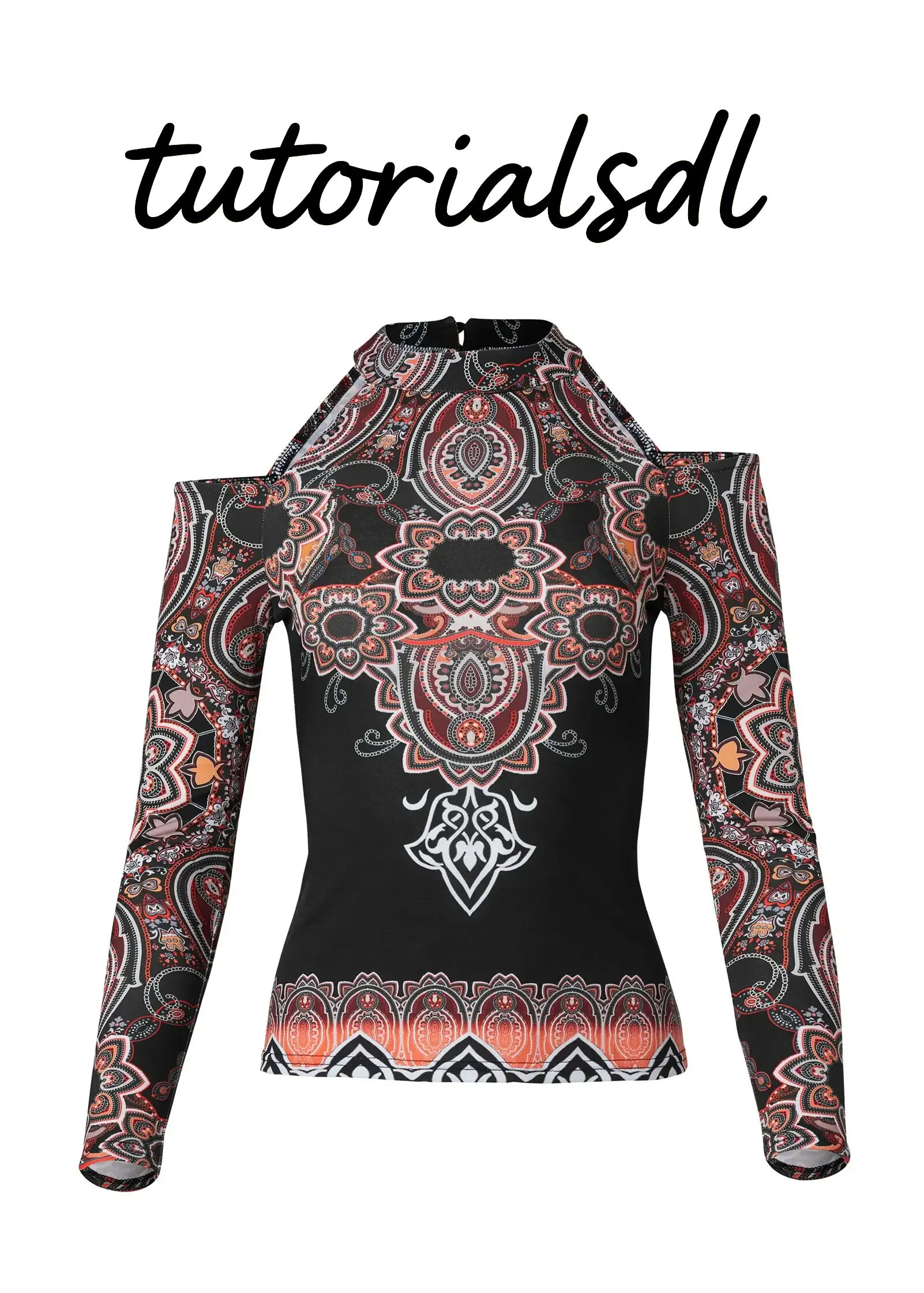 Paisley Cold-Shoulder Top - Black Multi