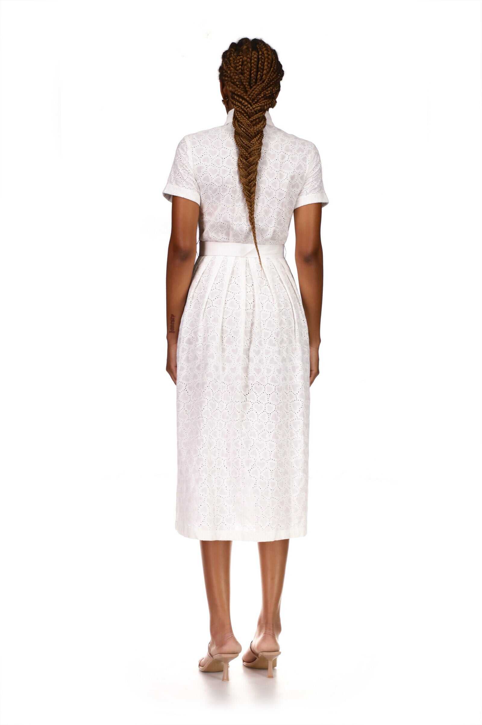 Kristin Heart Eyelet Button Down Dress