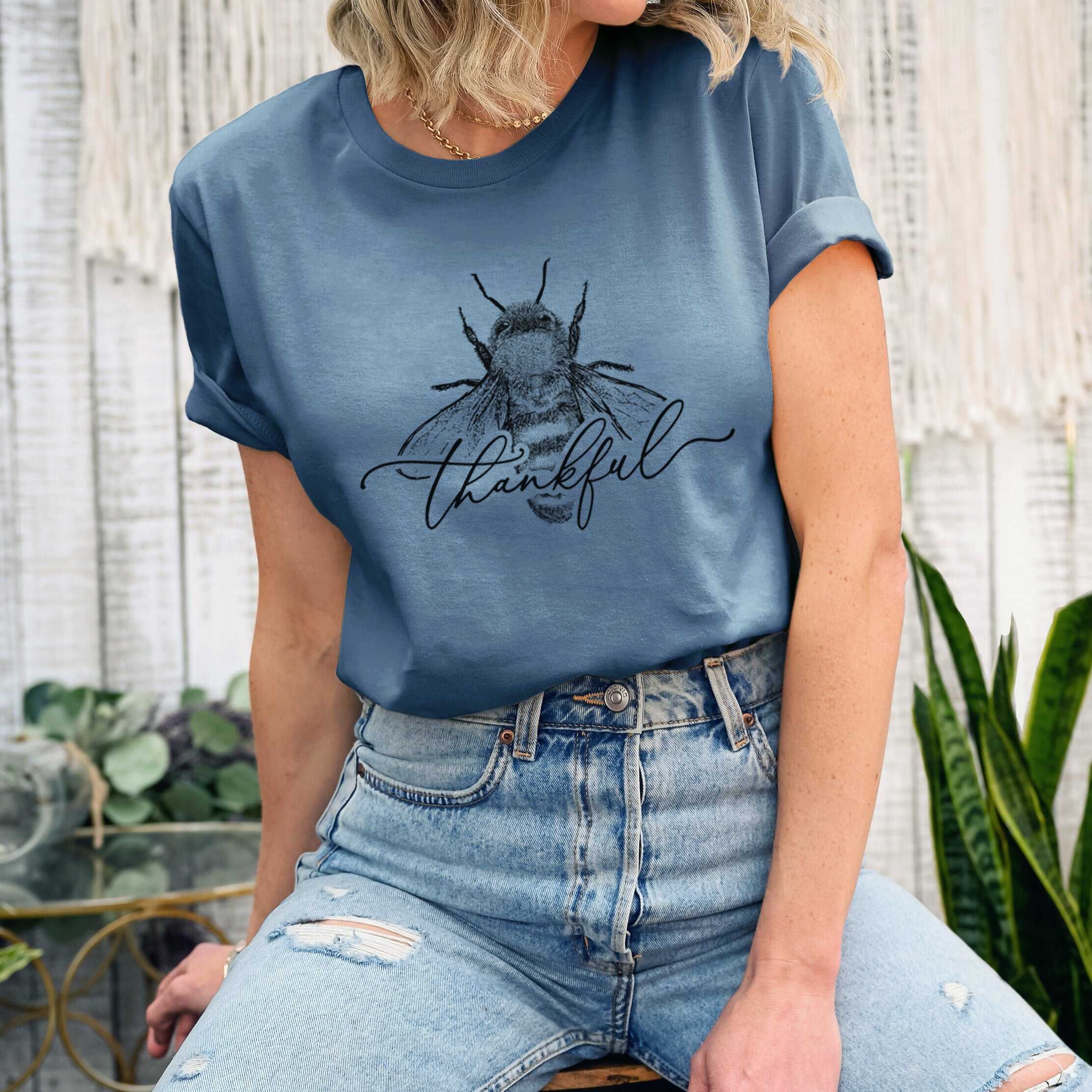Bee Thankful - Lightweight 100% Cotton Unisex Crewneck