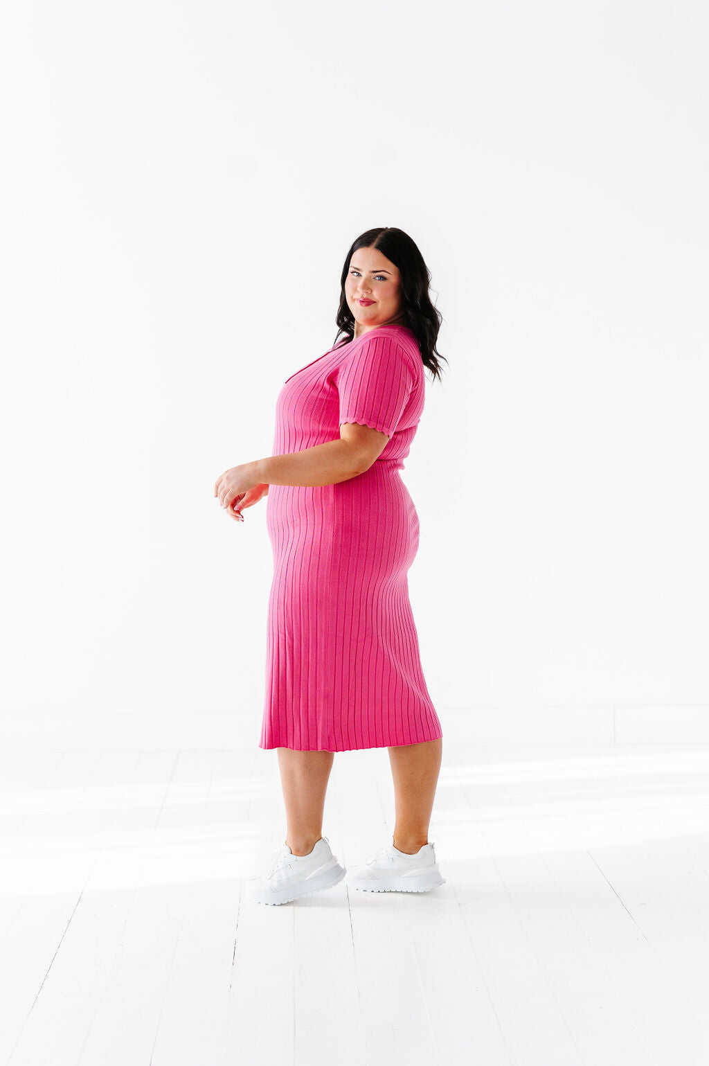 Harper Short Sleeve Dress in Hot Pink - Size XL, 1X, & 2X Left