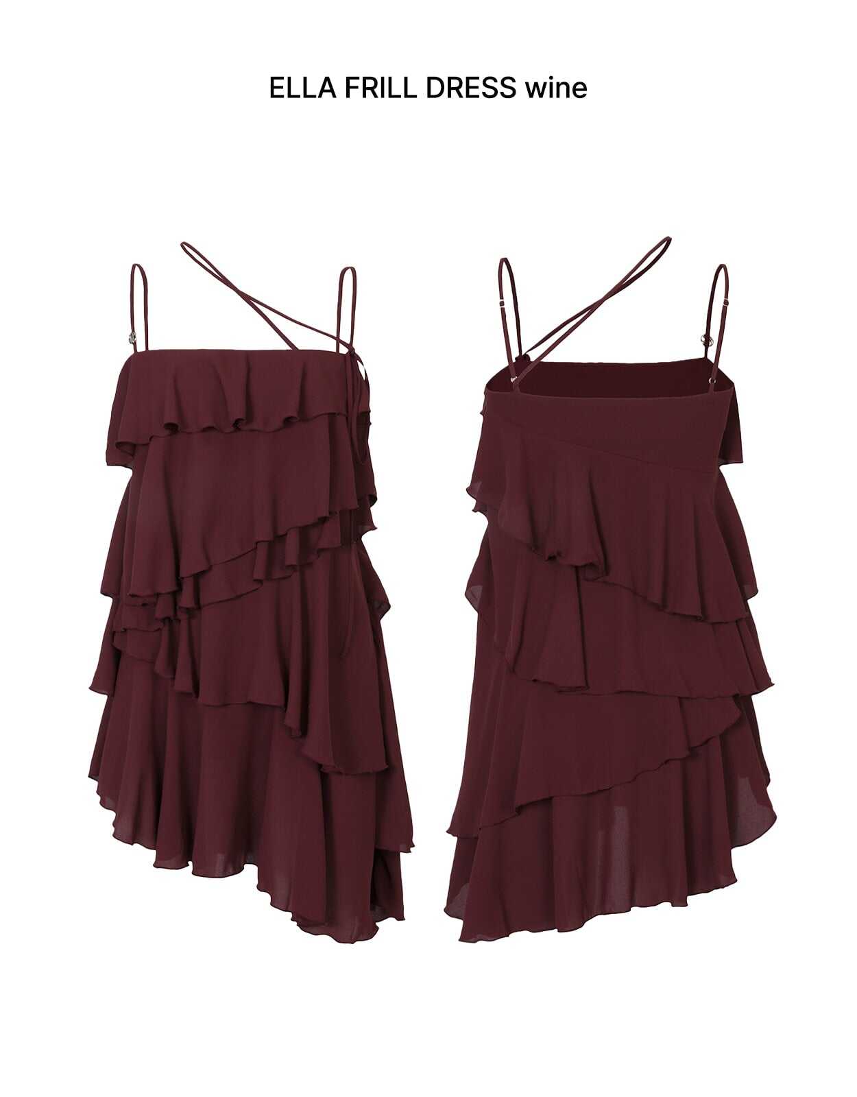 PAIN OR PLEASURE ELLA FRILL DRESS WINE