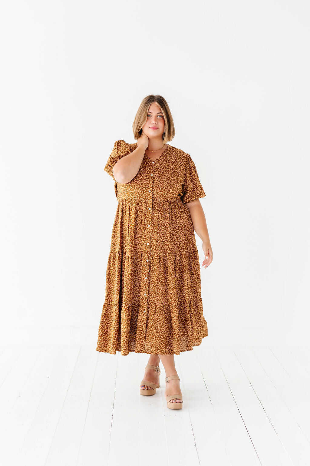 Fiona Floral Dress in Autumn Daisy - Size 3X & 4X Left