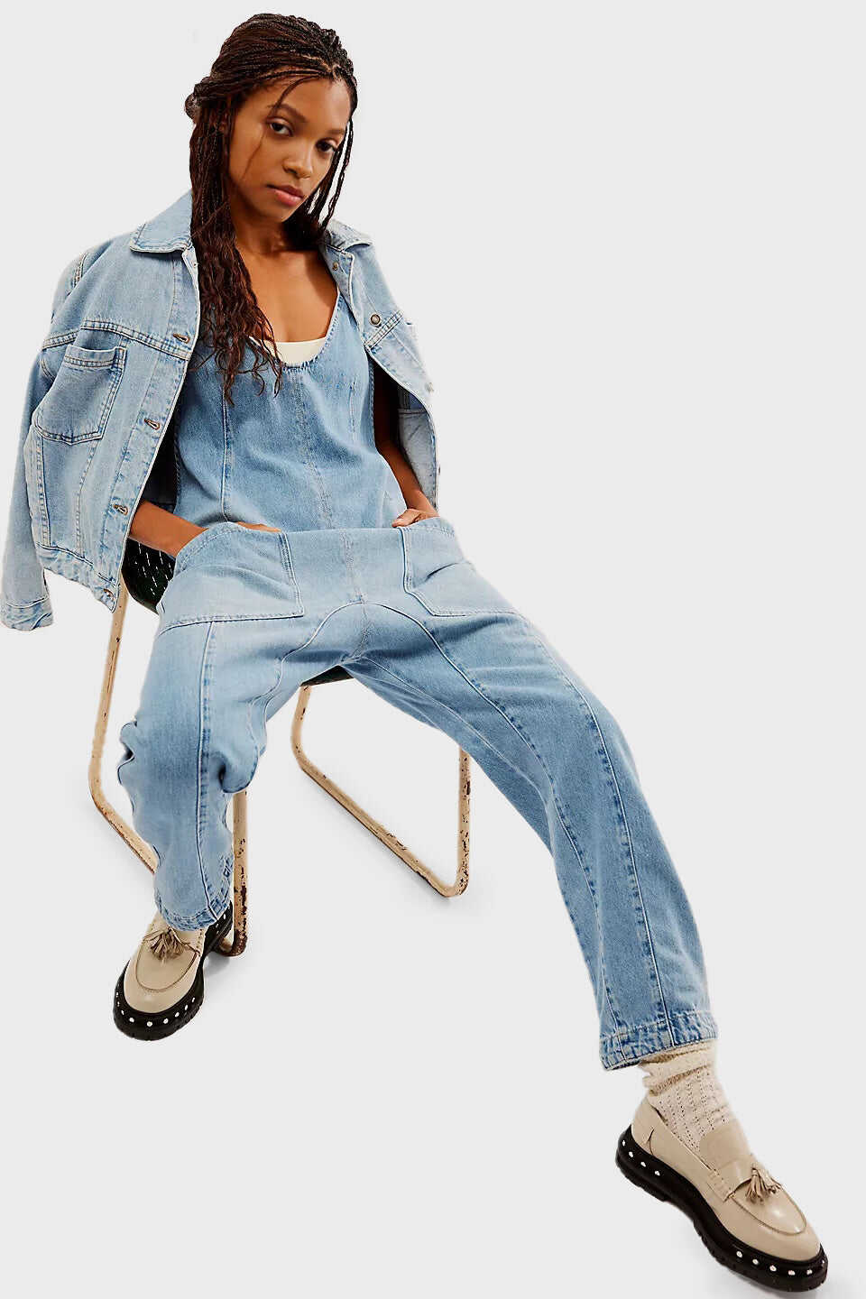 Denim Jumpsuit With Pockets