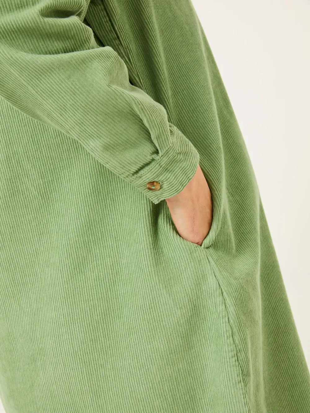 Olive Green 100% Cotton Cord Tunic Dress
