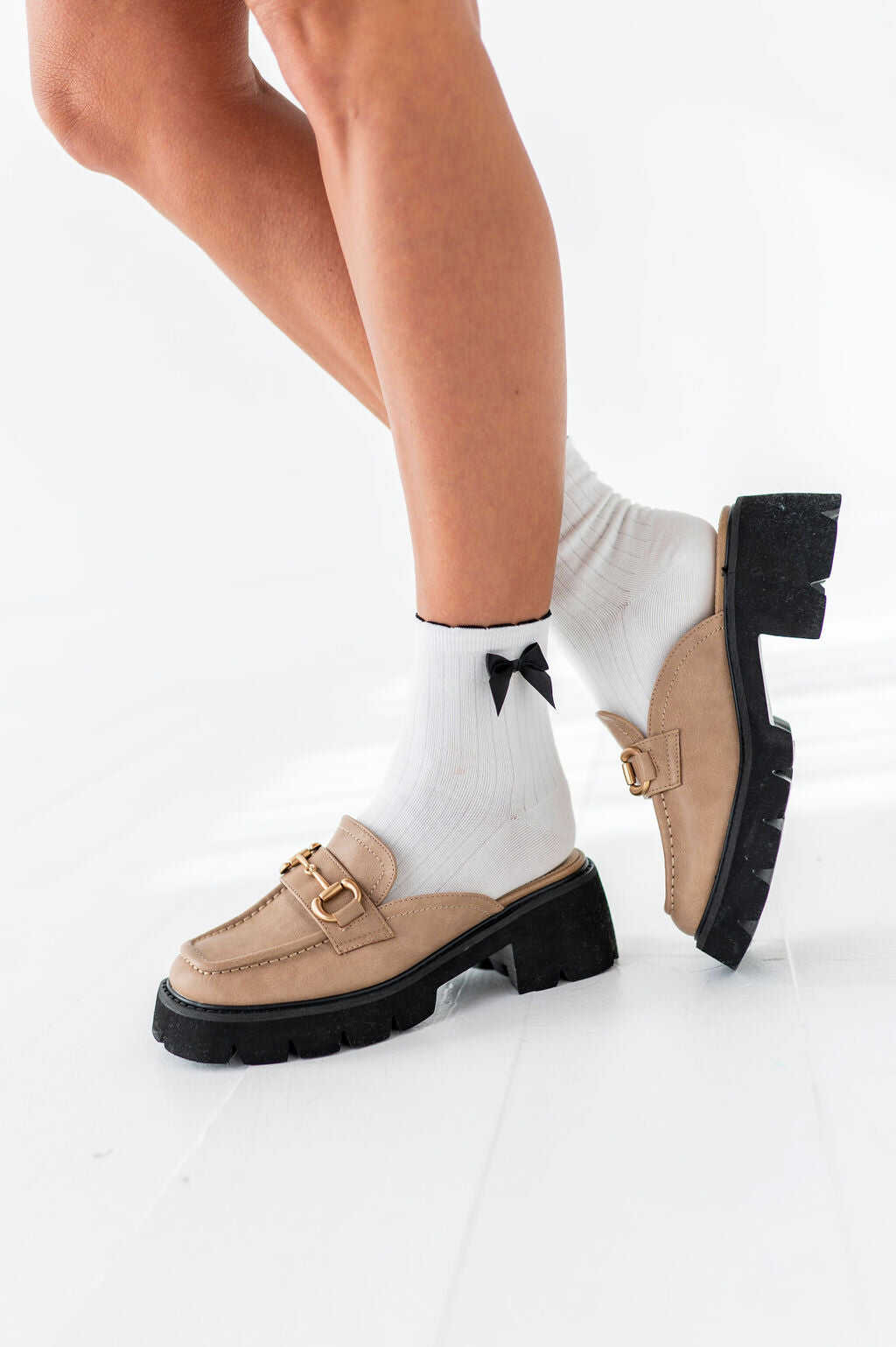 Lynn Mules in Taupe
