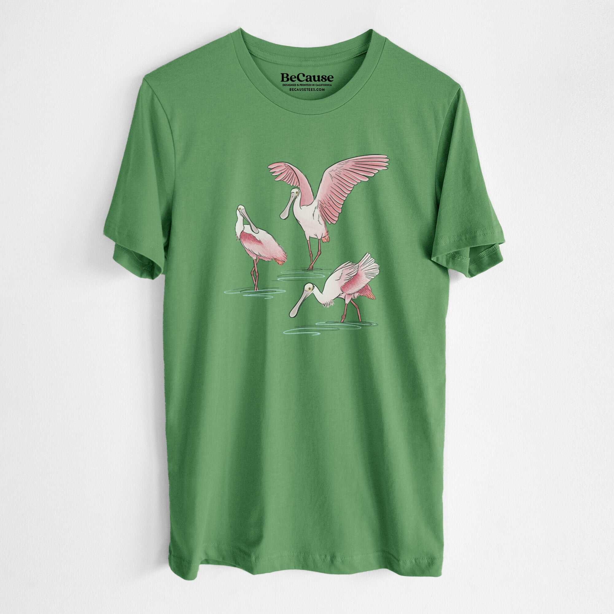 Roseate Spoonbill Trio - Platalea ajaja - Lightweight 100% Cotton Unisex Crewneck