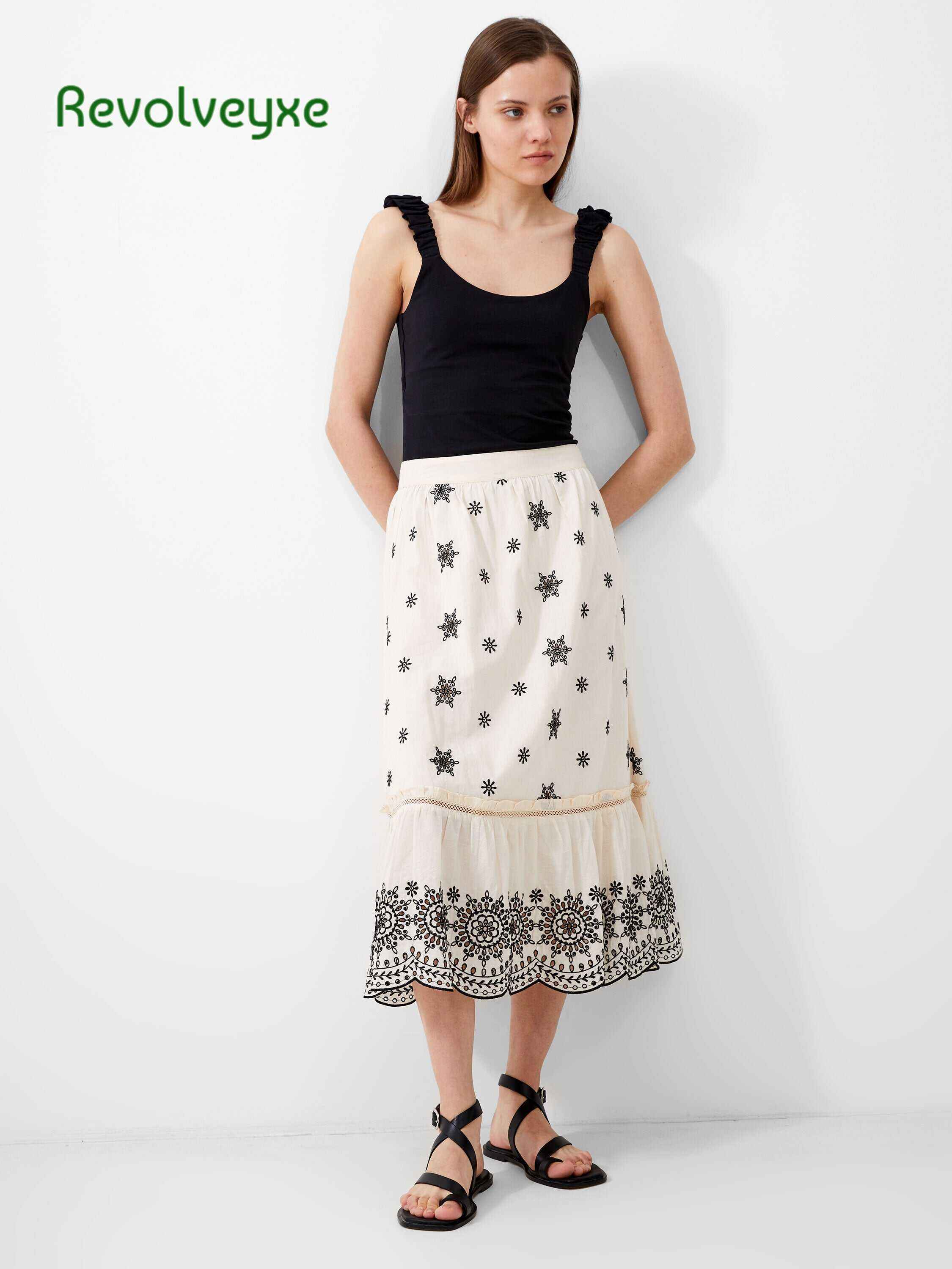 Embroidered Felicity Midi Skirt