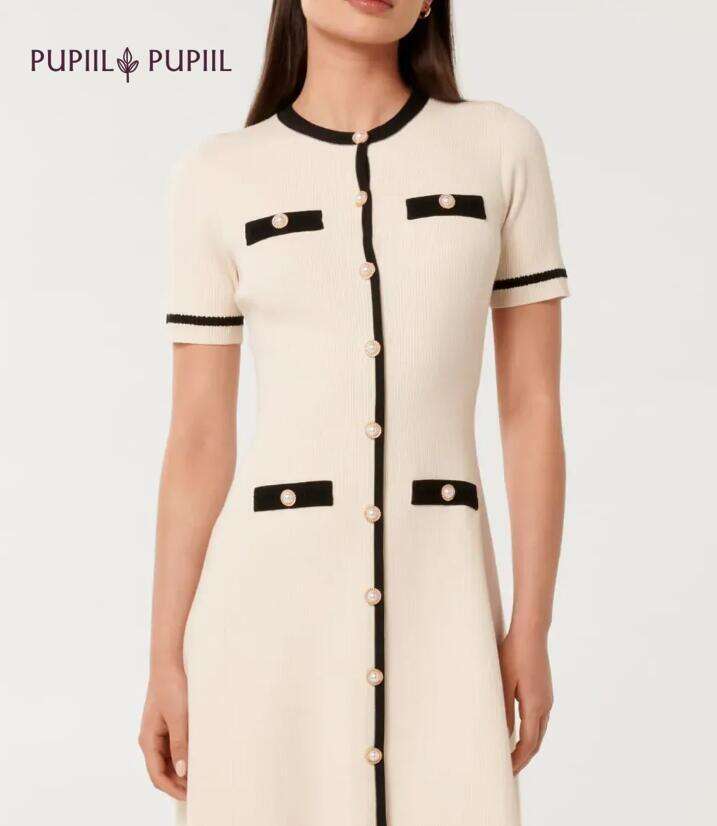 Contrast Knit Mini Dress