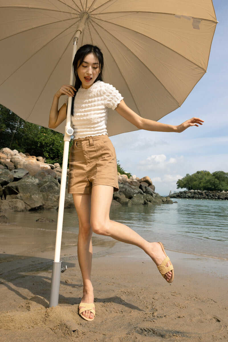Josette Rattan Interlocking Sliders in Cream