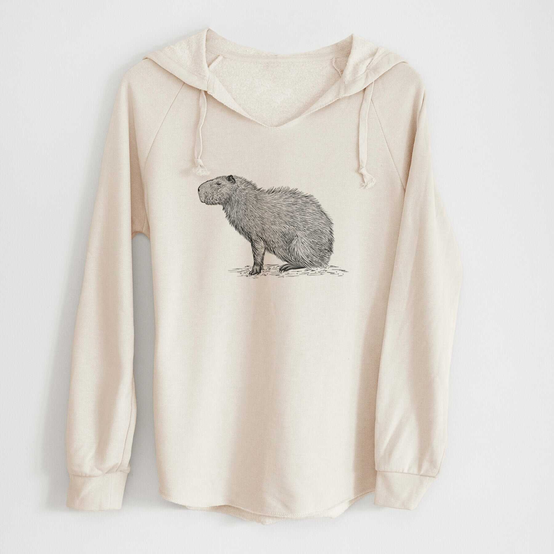 Capybara Profile - Hydrochoerus hydrochaeris - Cali Wave Hooded Sweatshirt