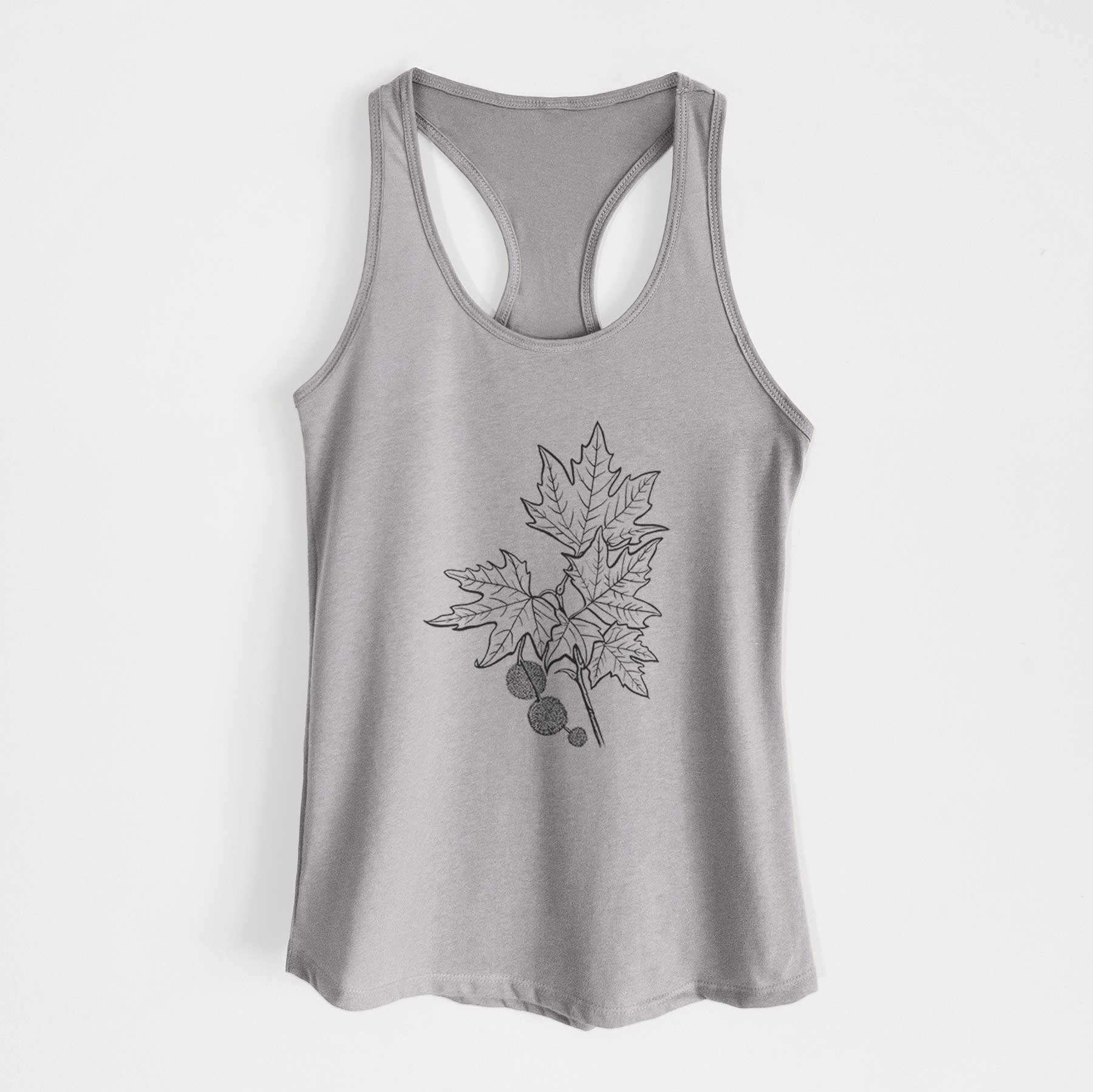 Platanus Orientalis - Oriental Plane Tree Stem with Leaves - Women's Racerback Tanktop