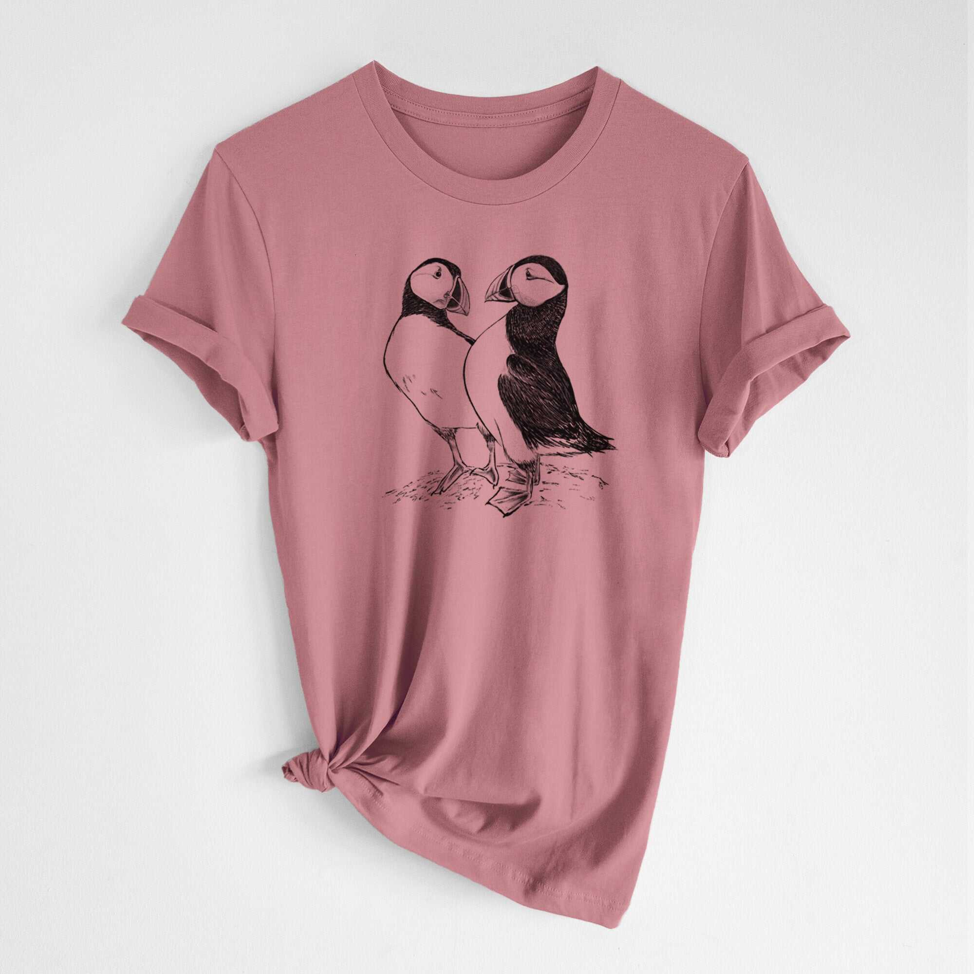 Atlantic Puffins Pair - Fratercula arctica - Lightweight 100% Cotton Unisex Crewneck