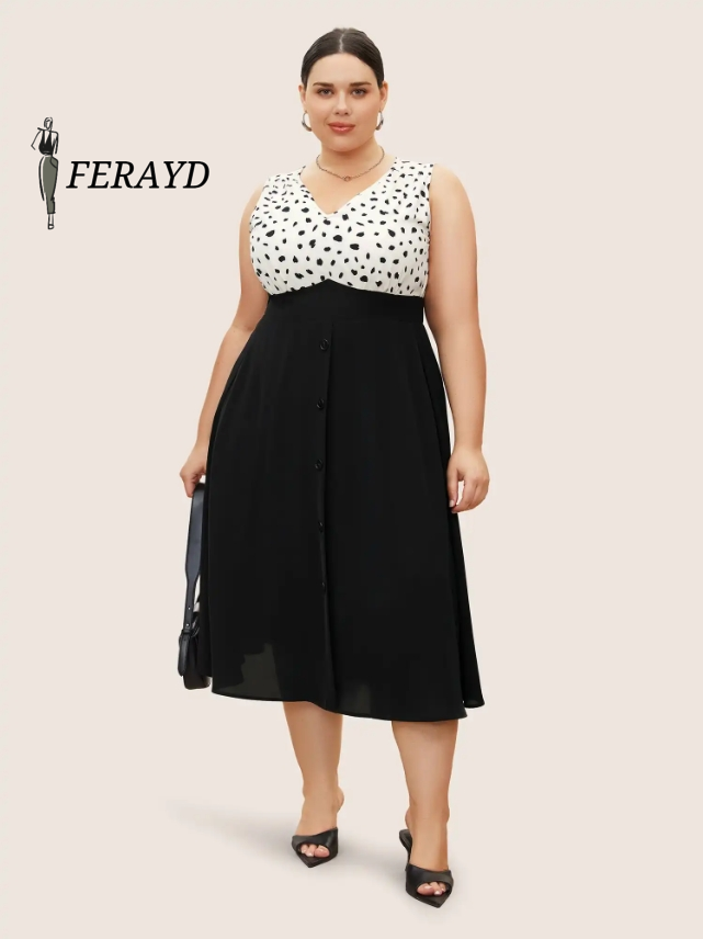 Leopard Print Patchwork Pleated Sleeveless Dress