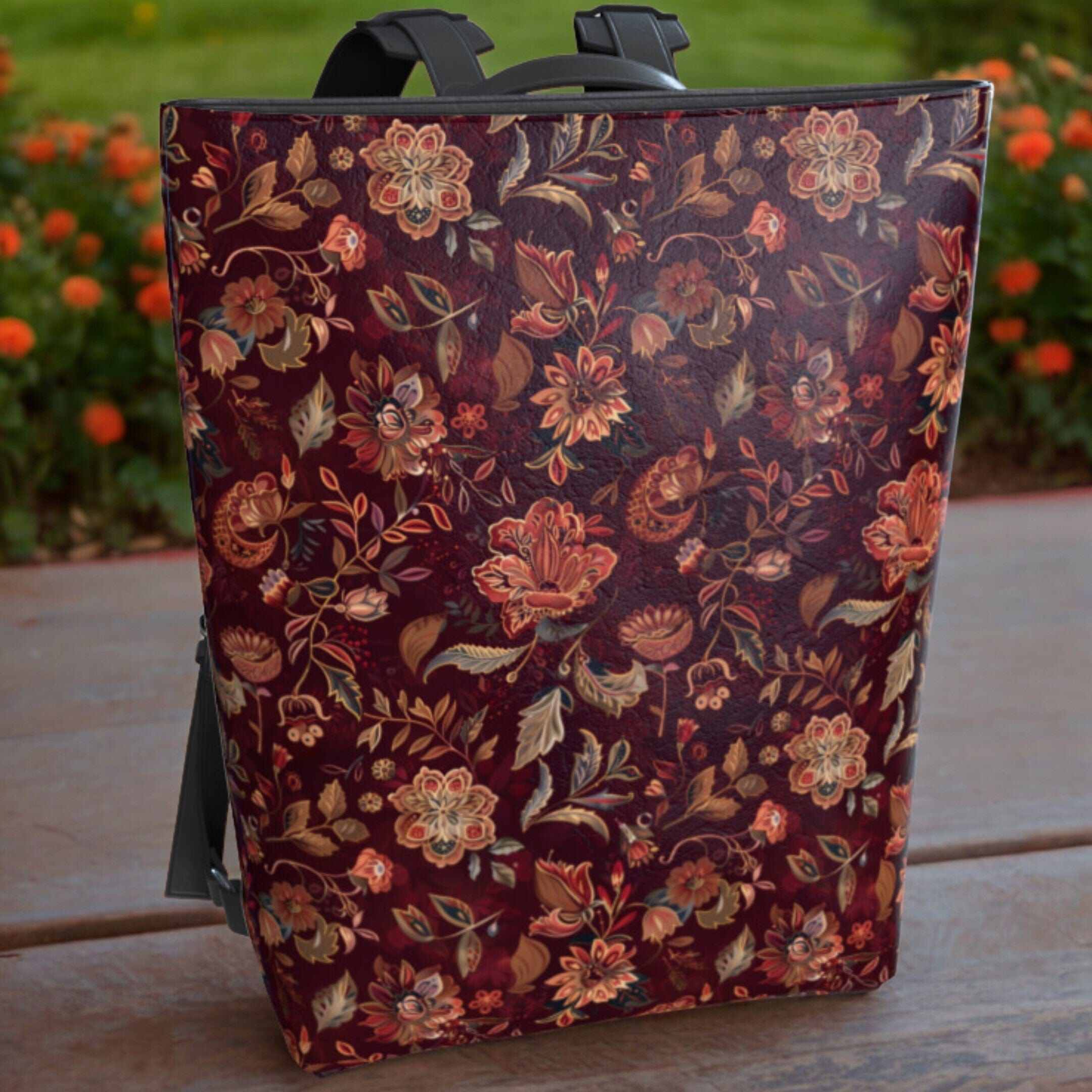 Vegan Leather Backpack - Vintage Floral