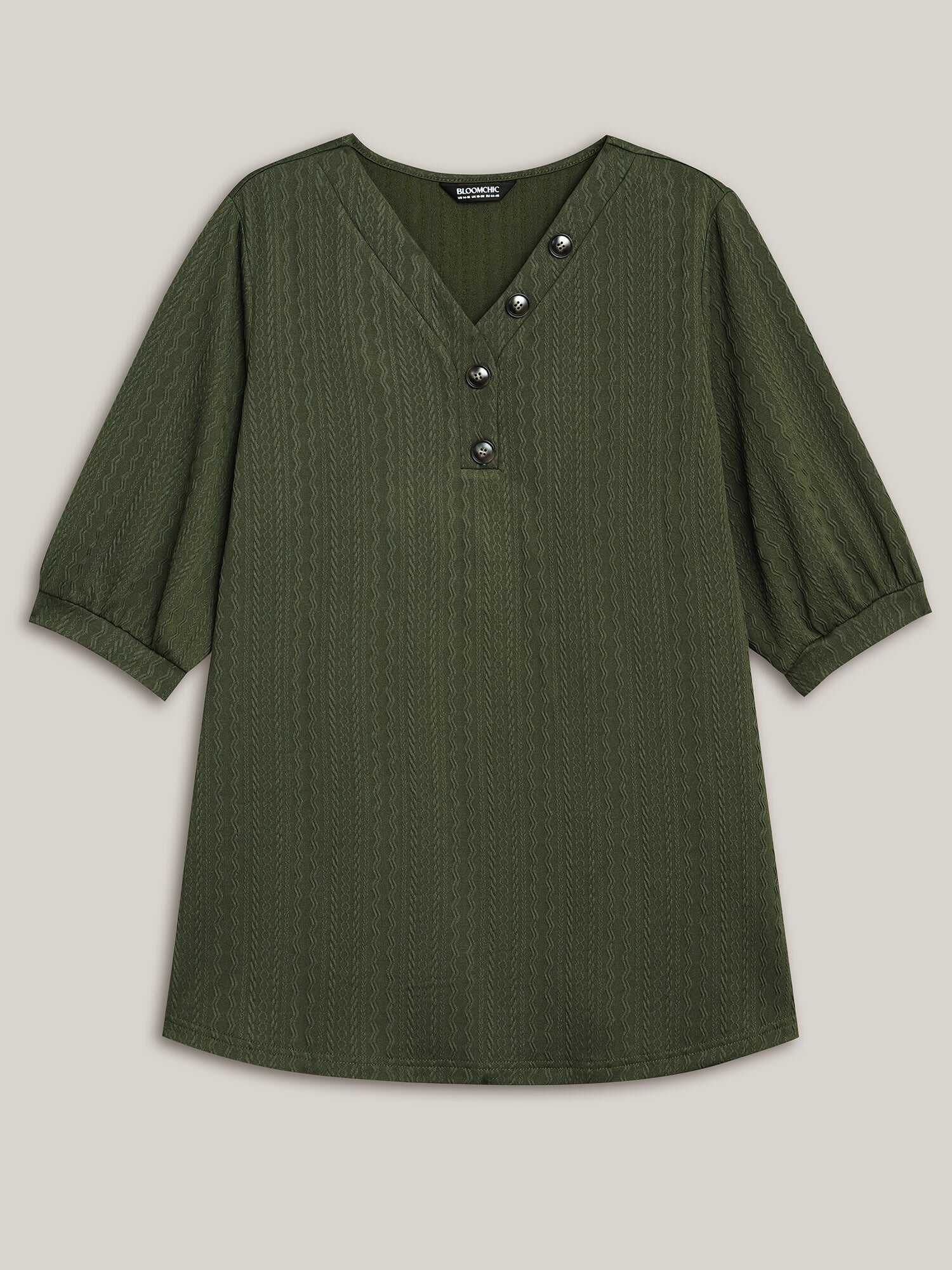 Plain Knit Texture Gathered Top