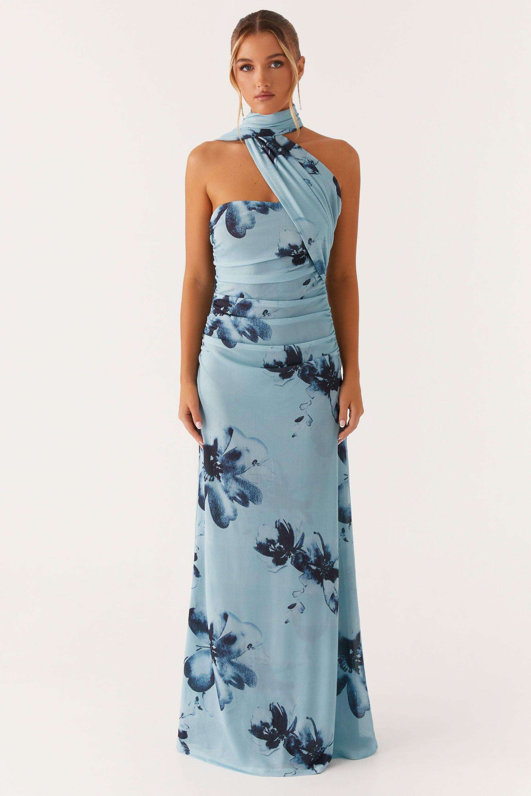 Floral Gathering Sleeveless Midi Dress