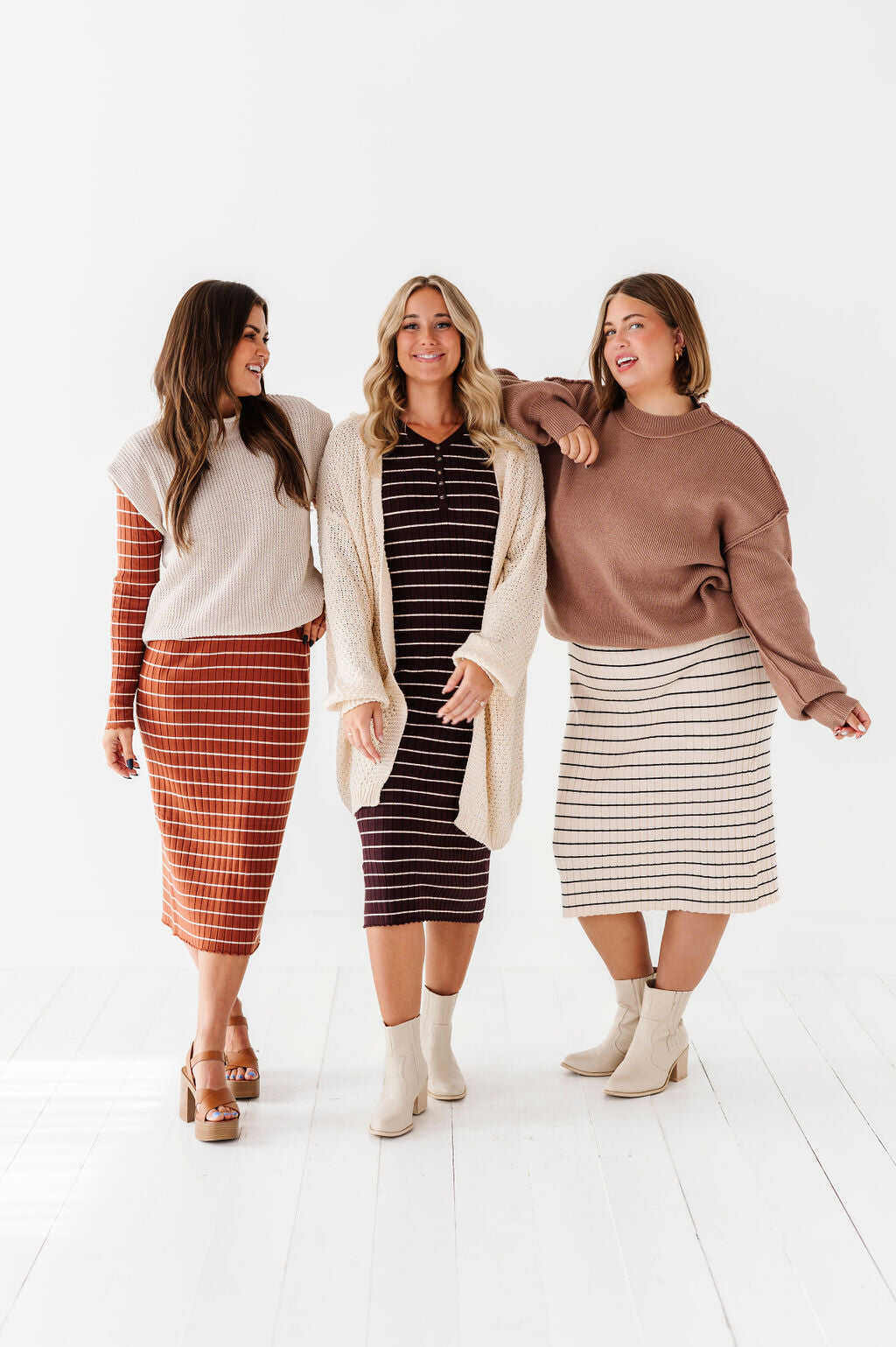 Willow Stripe Sweater Dress in Rust