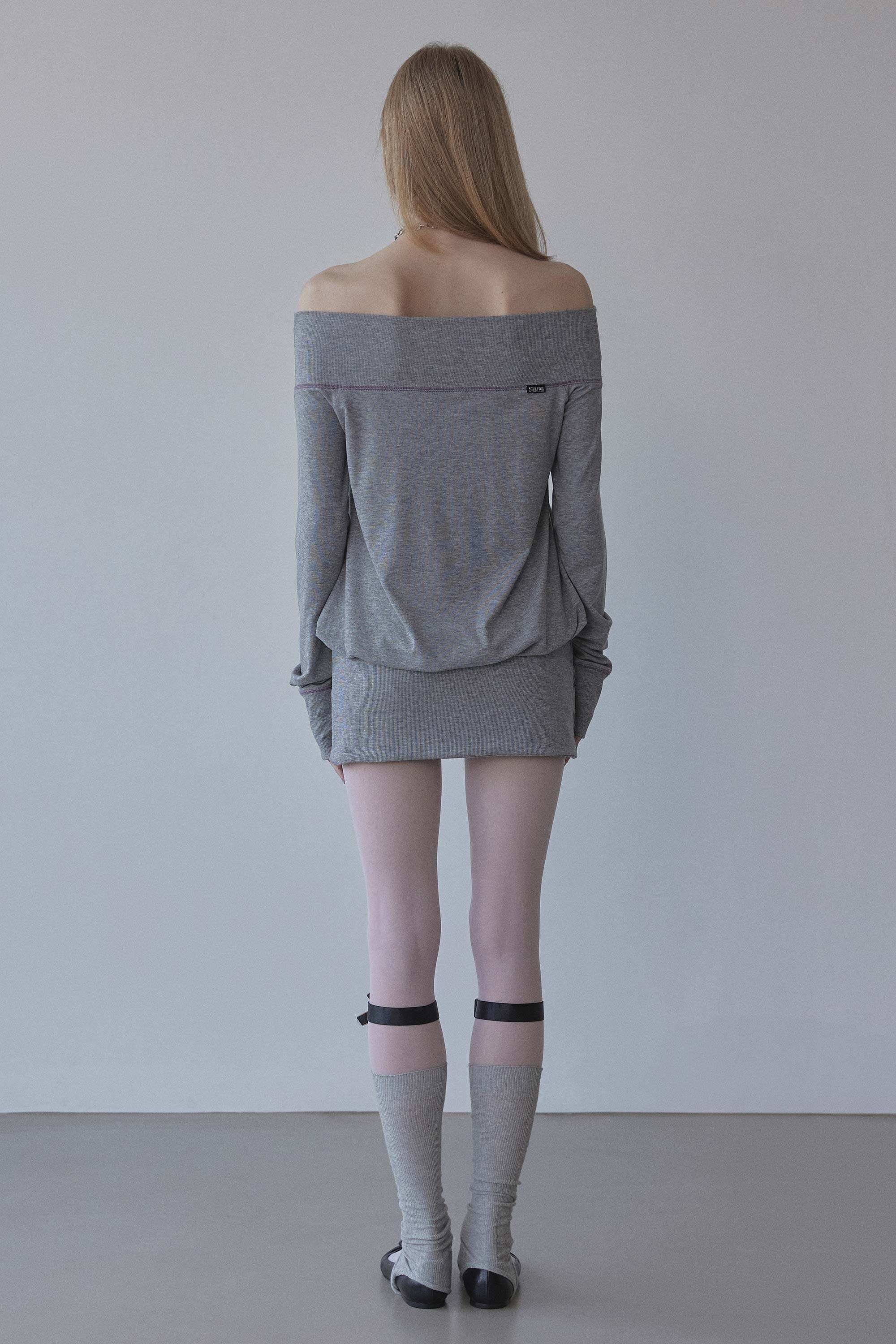 SCULPTOR Maui Off-Shoulder Dress Melange Gray