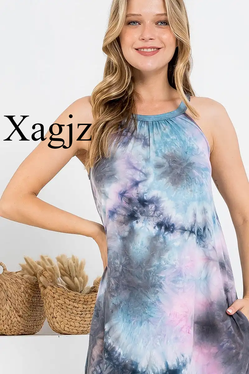 Sleeveless Tie Dye Maxi with Side Slits