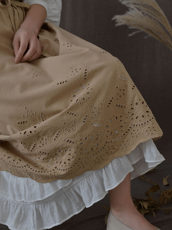 Women's Cotton Embroidered Pocket Apron