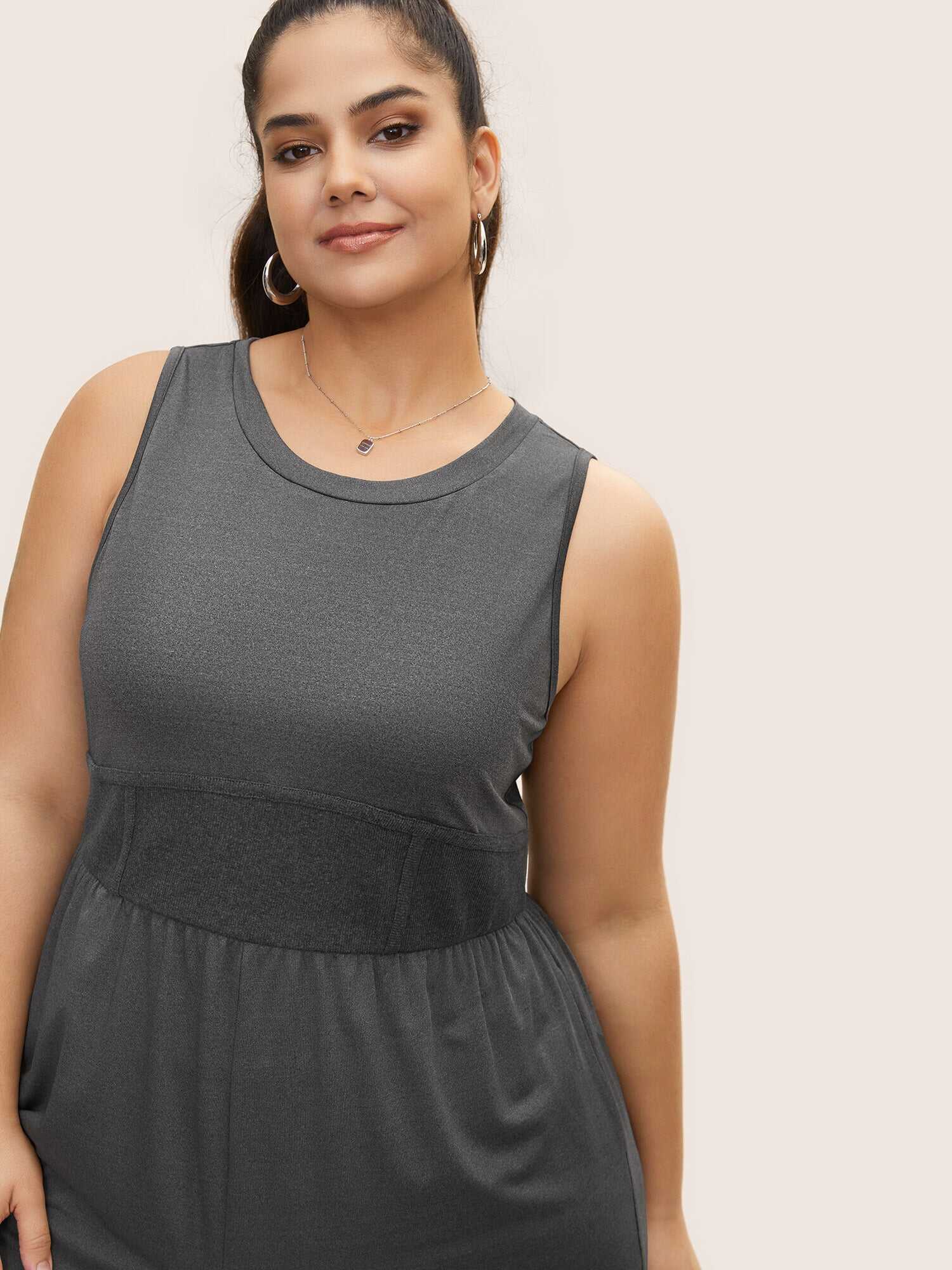 Rib Knit Patchwork Wide Leg Jumpsuit