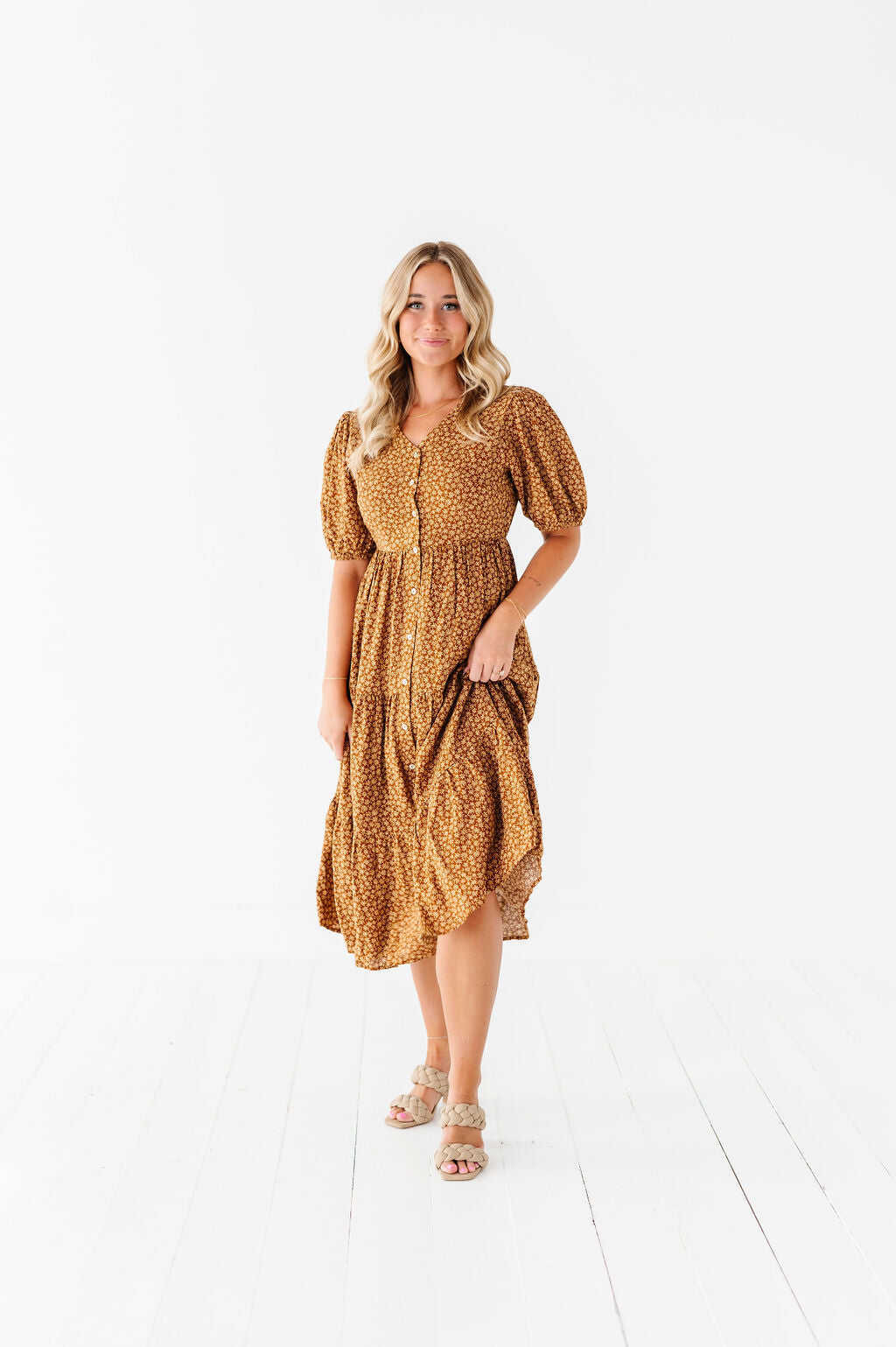 Fiona Floral Dress in Autumn Daisy - Size 3X & 4X Left