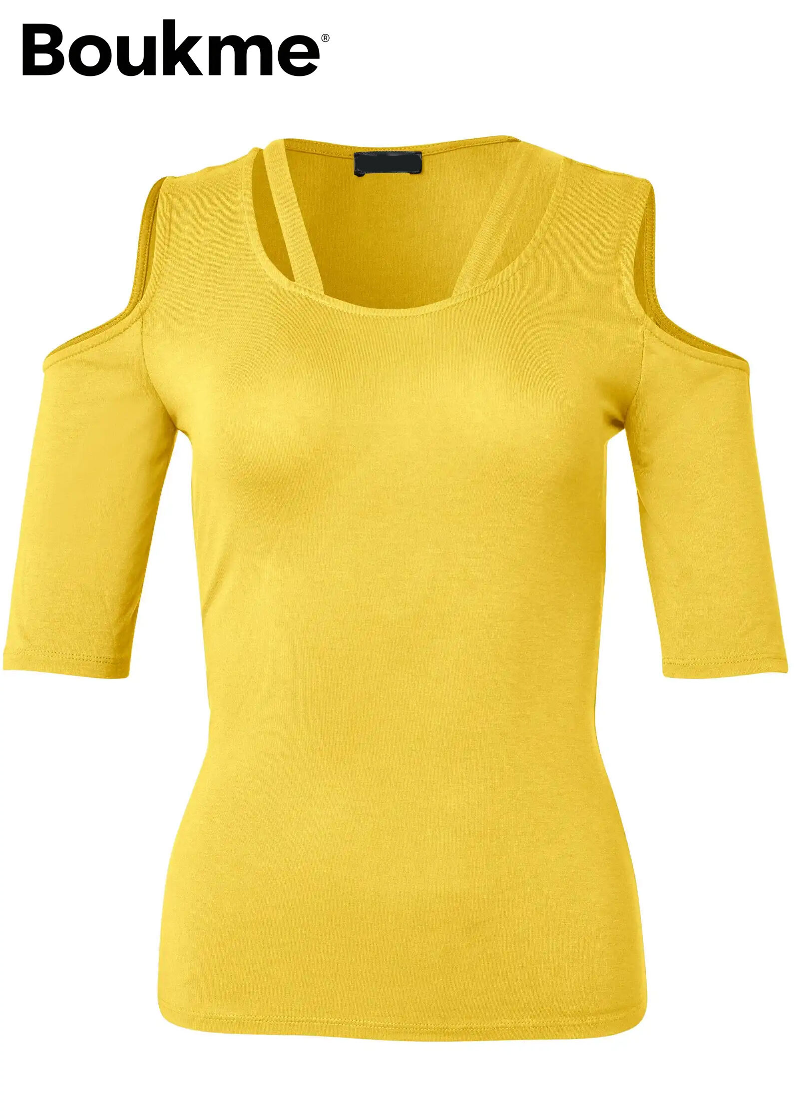 Strappy Cold-Shoulder Top - Yellow