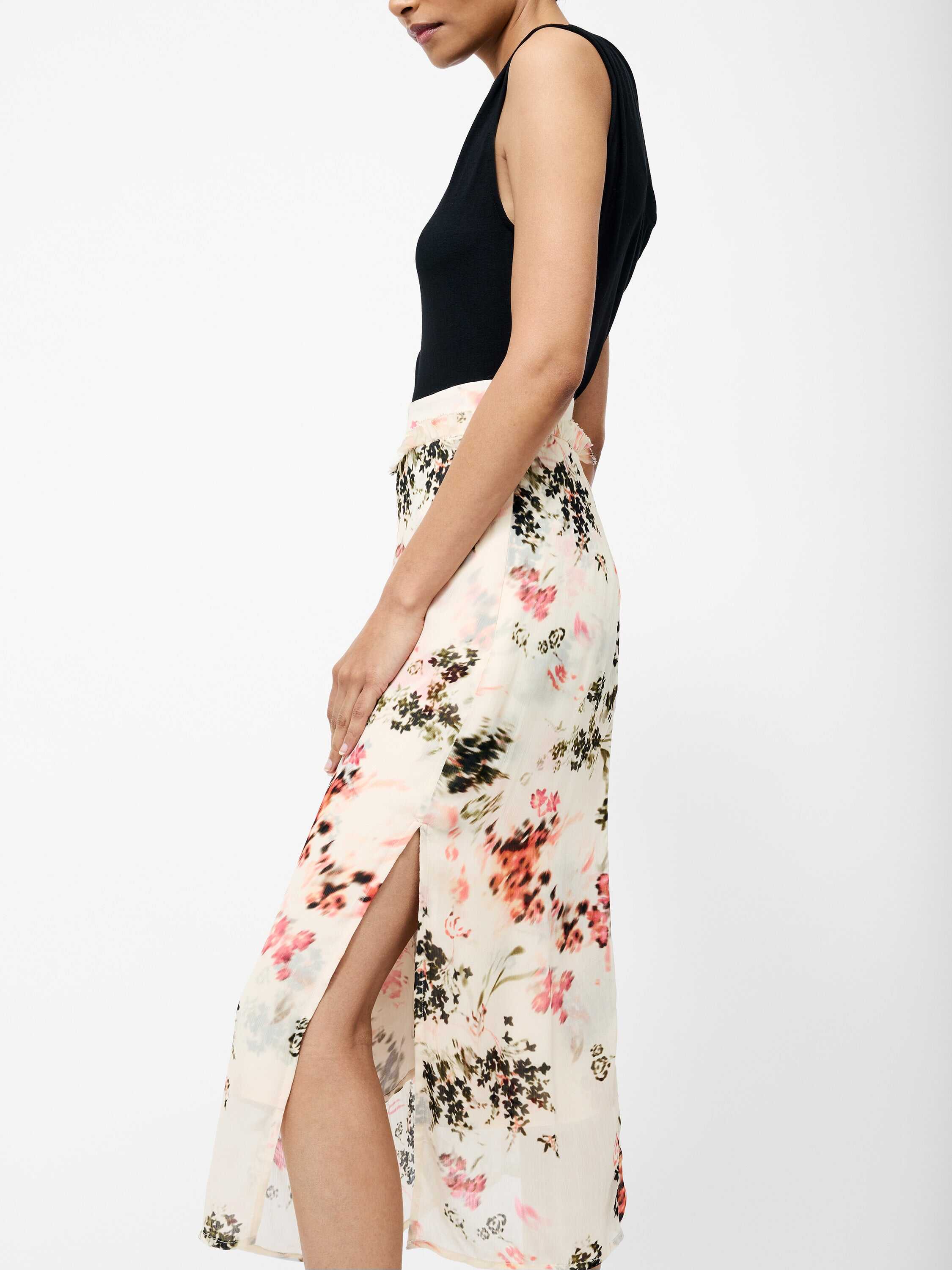 Candice Satin Georgette Overlay Midi Skirt