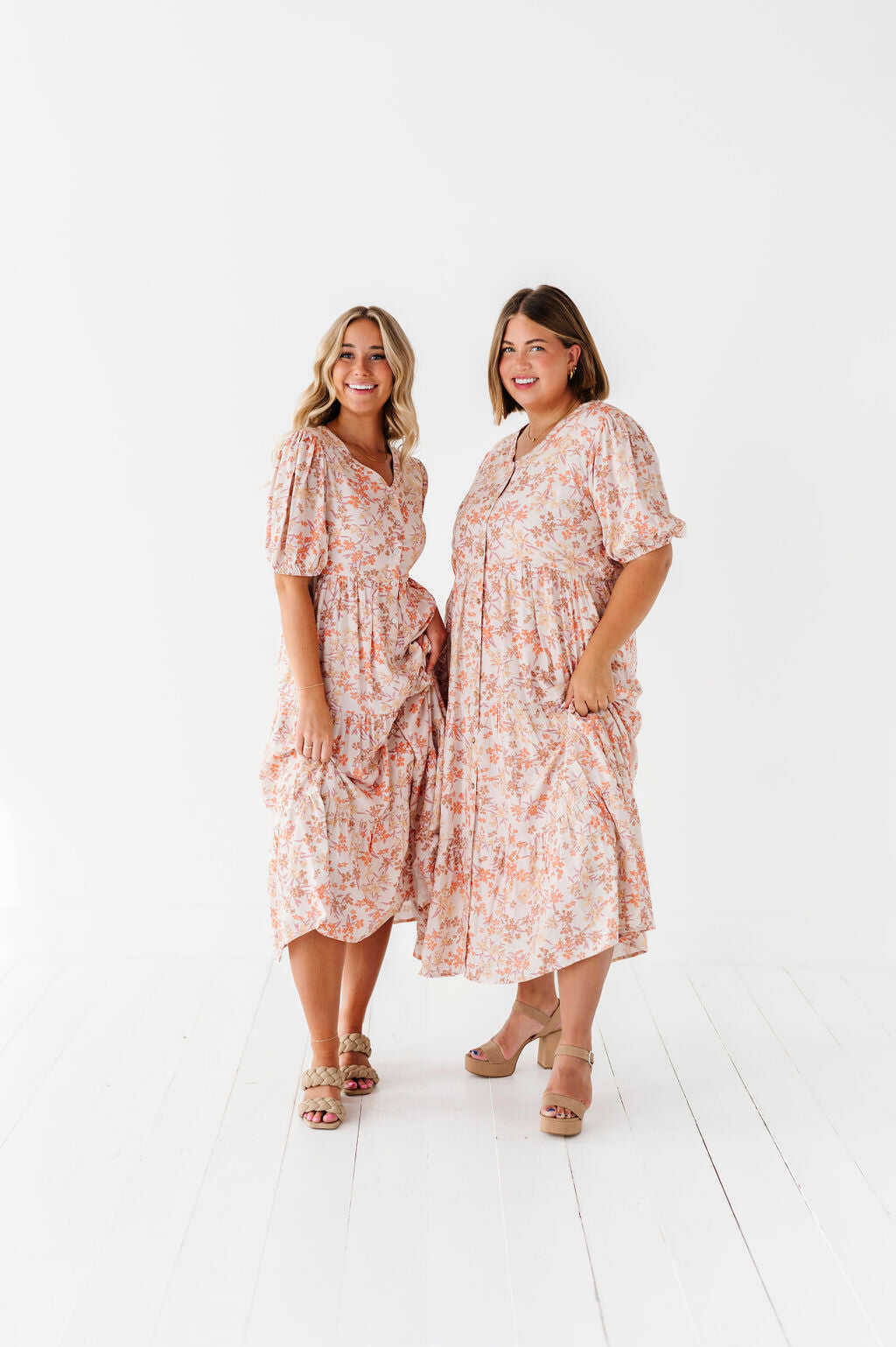 Fiona Floral Dress in Cream Multi - Size 2X, 3X, & 4X Left