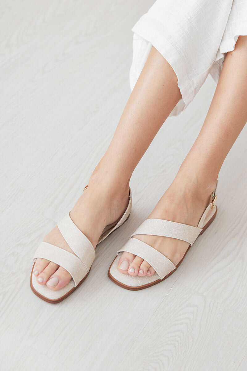 Charleey Irregular Strap Cloud Sandals in Waterproof Linen