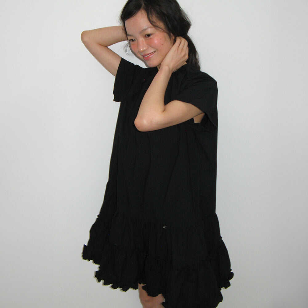 SHORT SLEEVE ONEPIECE DRESS BLACK