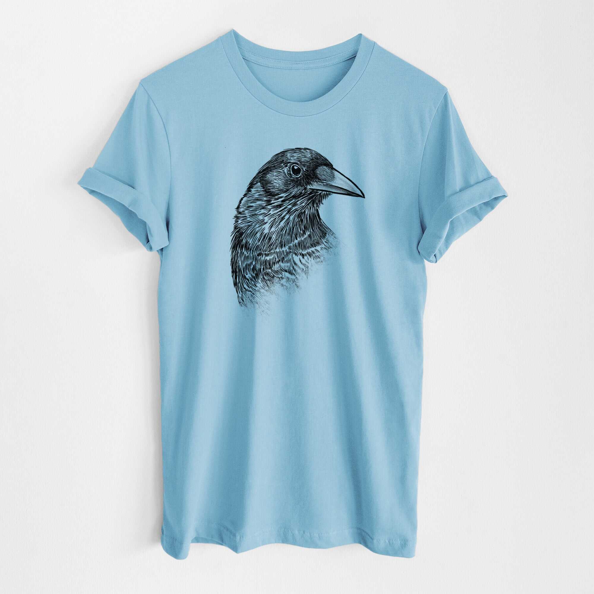 American Crow Bust - Corvus brachyrhynchos - Lightweight 100% Cotton Unisex Crewneck